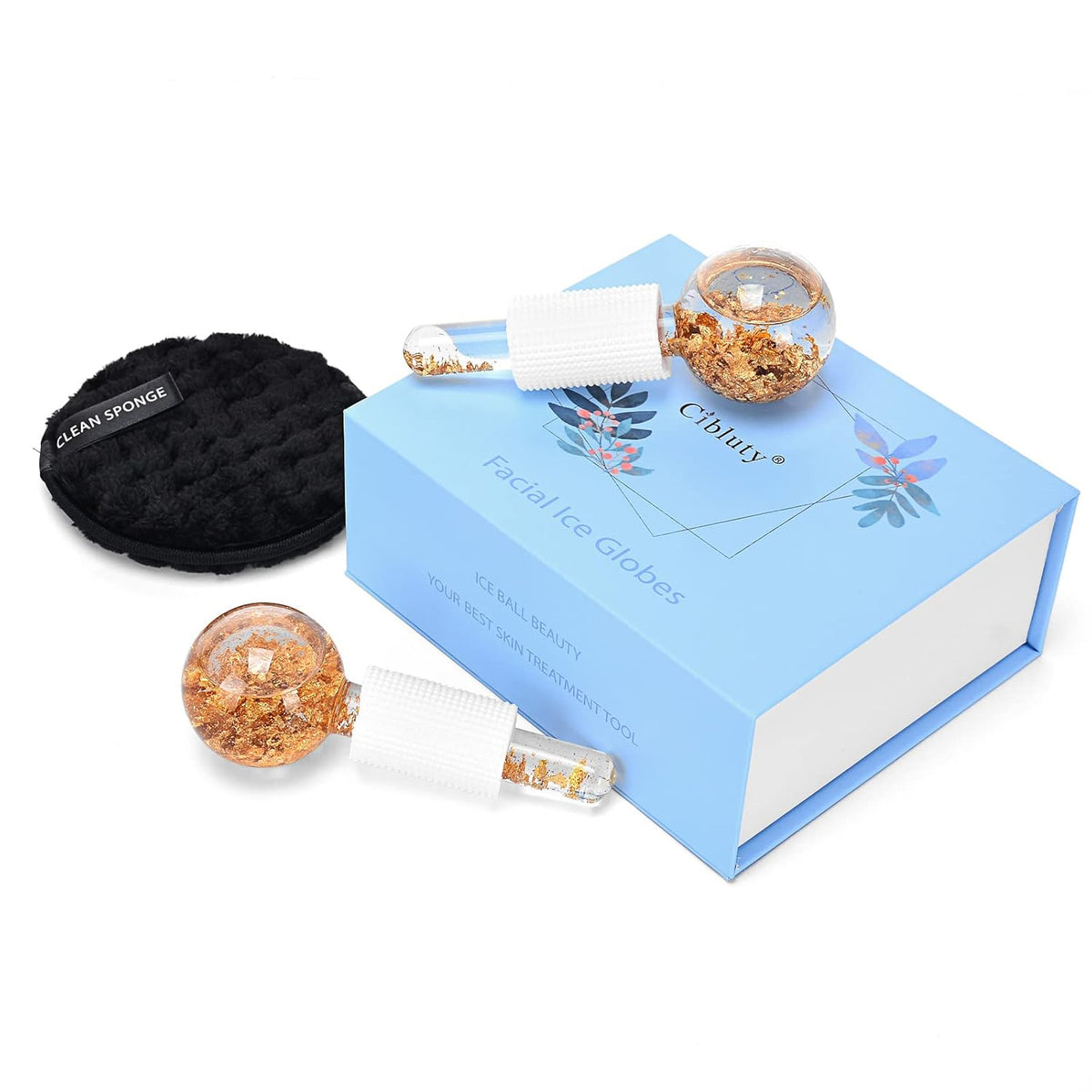 Ice Cryo Sticks Facial Globe with Golded Essence- 2PC Cooling Globes for Cold or Hot Skin