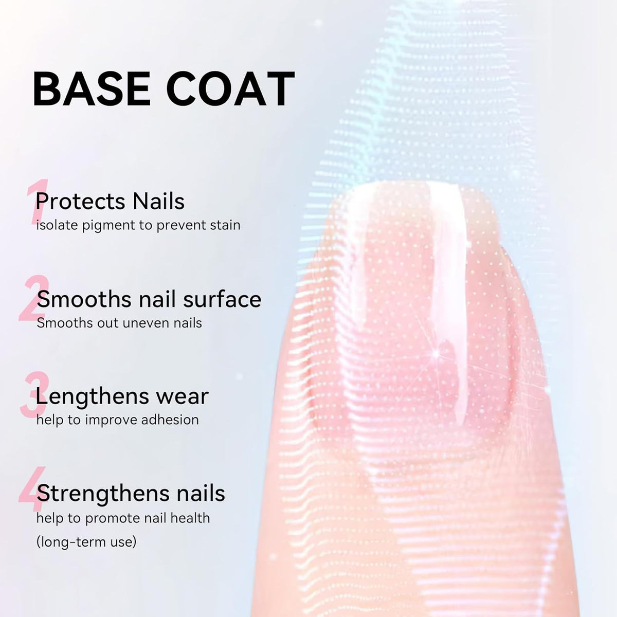 Base Coat and Top Coat, Clear Regular Nail Polish, Rich in VE Calcium Quick Air Dry Nail
