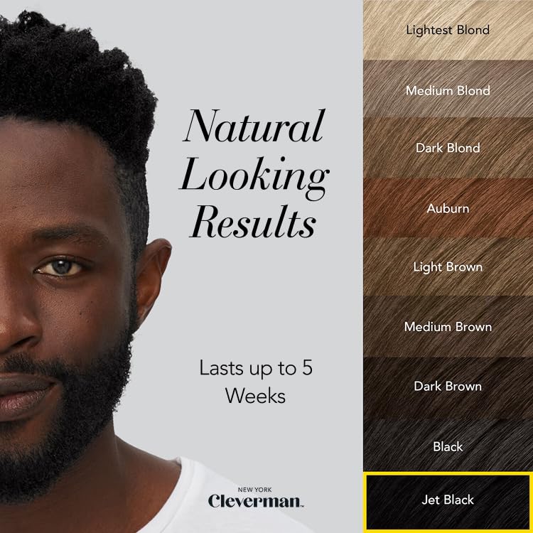 Cleverman Hair & Beard Dye Kit for Men, All-in-One Reusable Mens Hair Color, Natural Gray Coverage