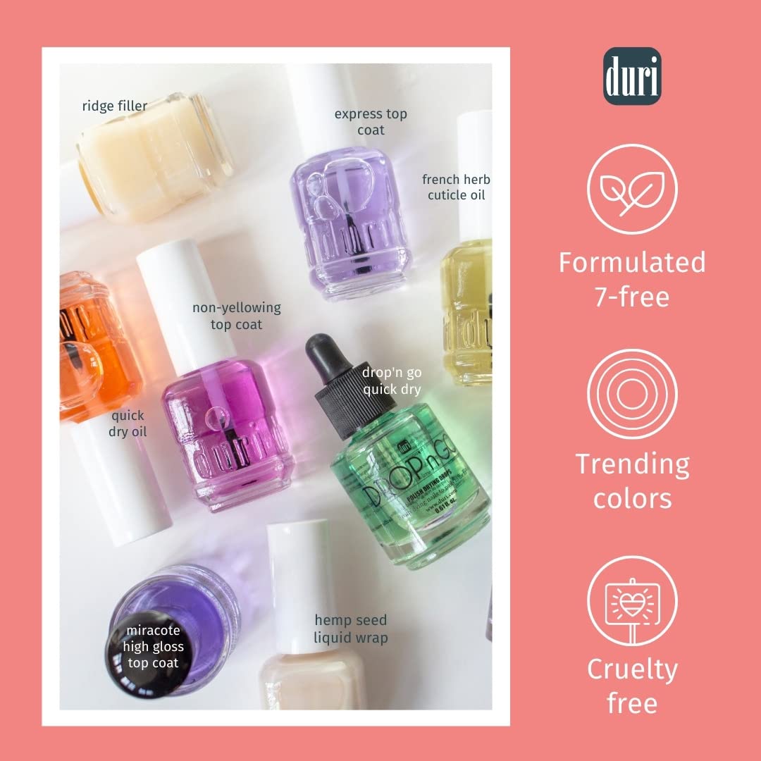 duri Nail Polish 30 Pearl Pink, Light Metallic Pink Color, Full Coverage, Fast drying, Long
