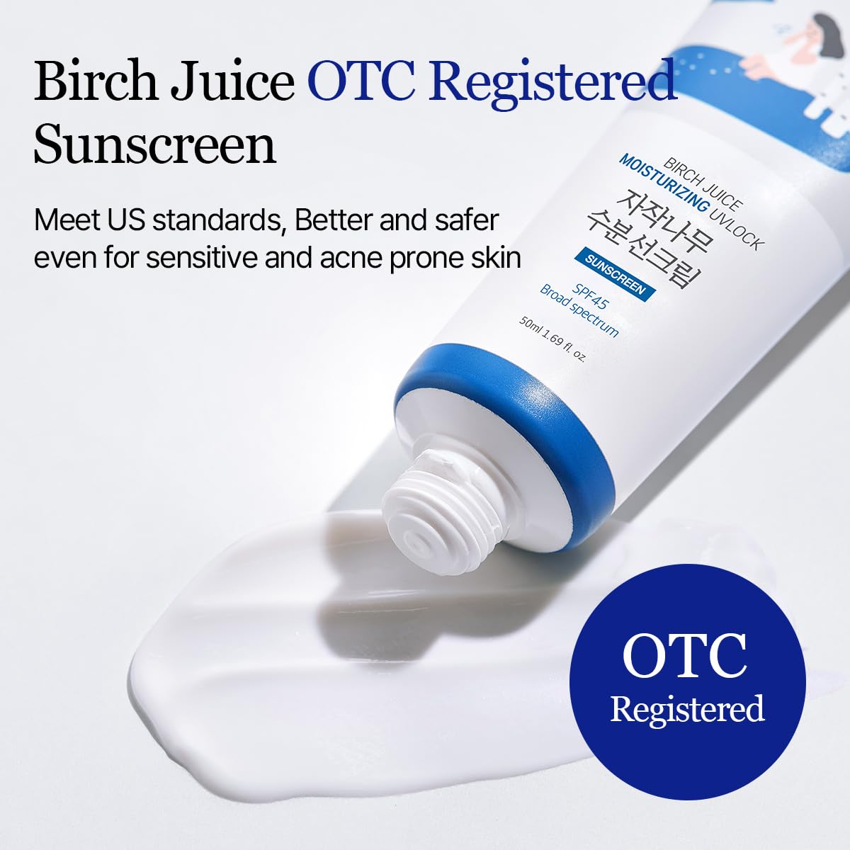ROUND LAB Birch Juice Moisturizing UV LOCK SPF 45 | NBC No1 SPF, Glow Sunscreen for Daily Skincare