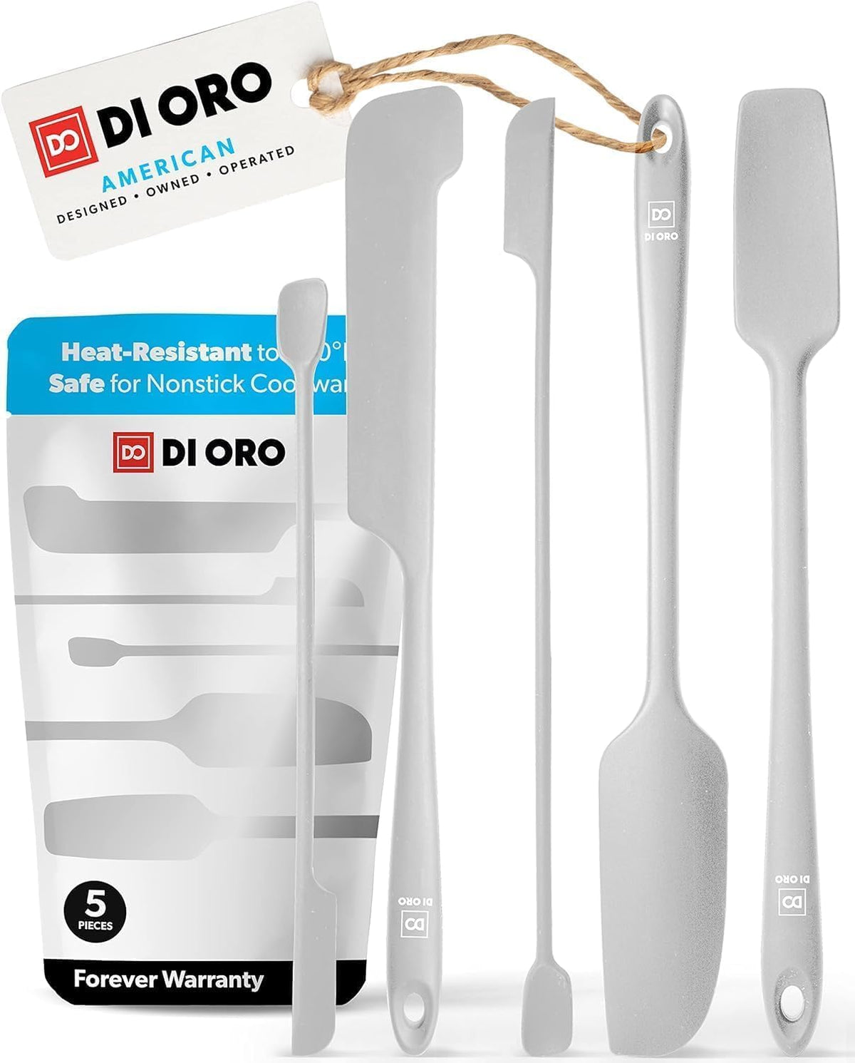 DI ORO Silicone Jar Spatulas for Scraping - Rubber Spatulas Silicone Heat Resistant - Kitchen