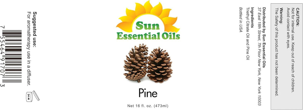 Sun Essential Oils – Pine Essential Oil 16 oz Bulk for Diffuser, Skin, Aromatherapy Massage