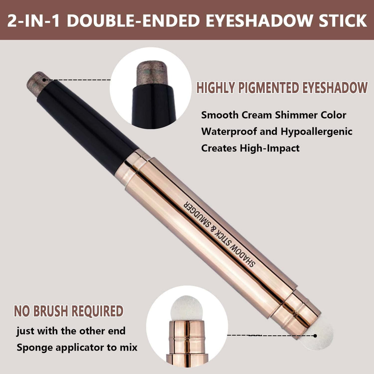 Dark Brown Eyeshadow Stick Makeup, Highlighter Matte Cream Eye Shadow Pencil, Waterproof