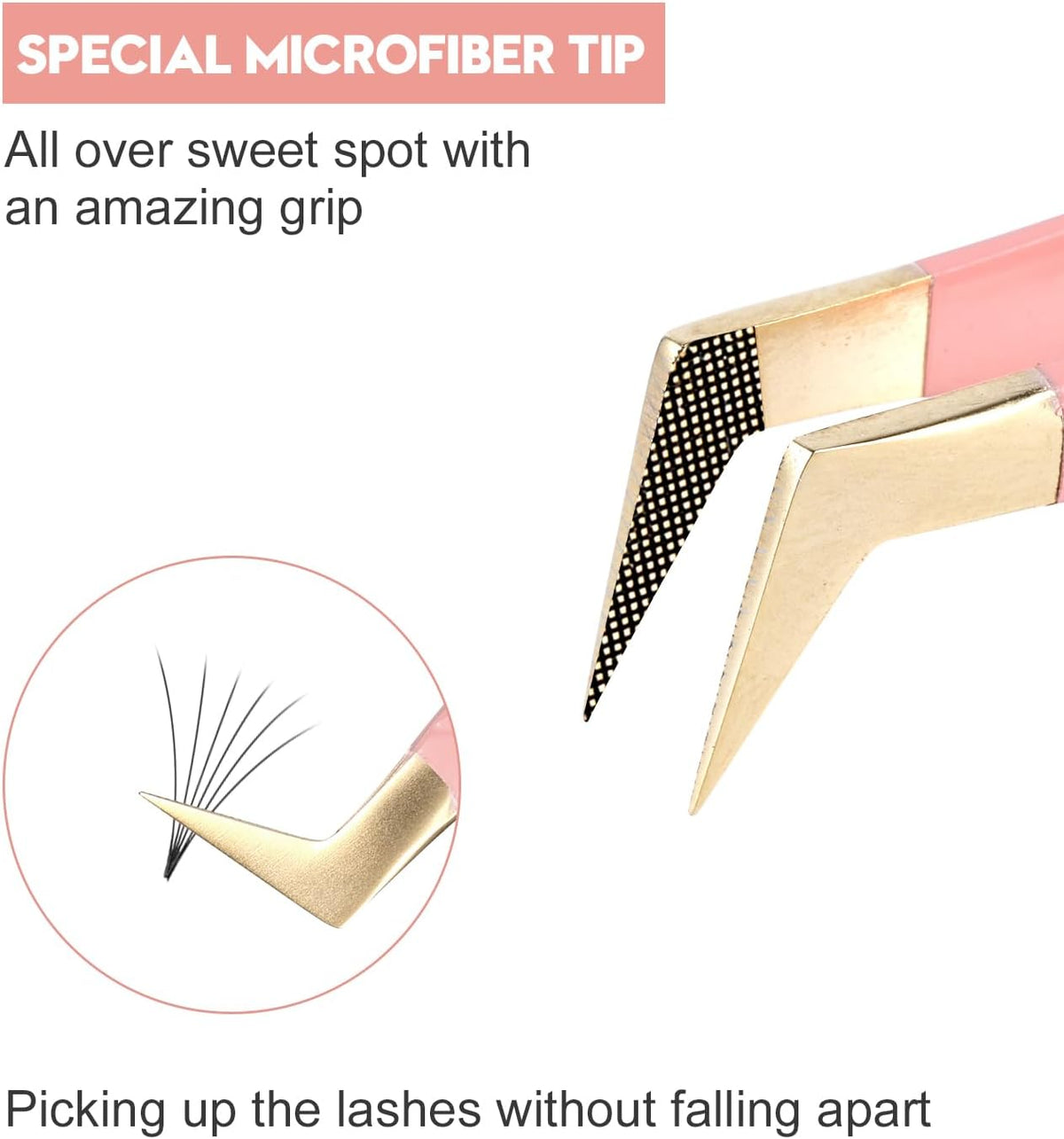Ms.Queen Lash Tweezers for Eyelash Extensions,5Pcs Precision Fiber Tip Grip Curved 45 90 Degree