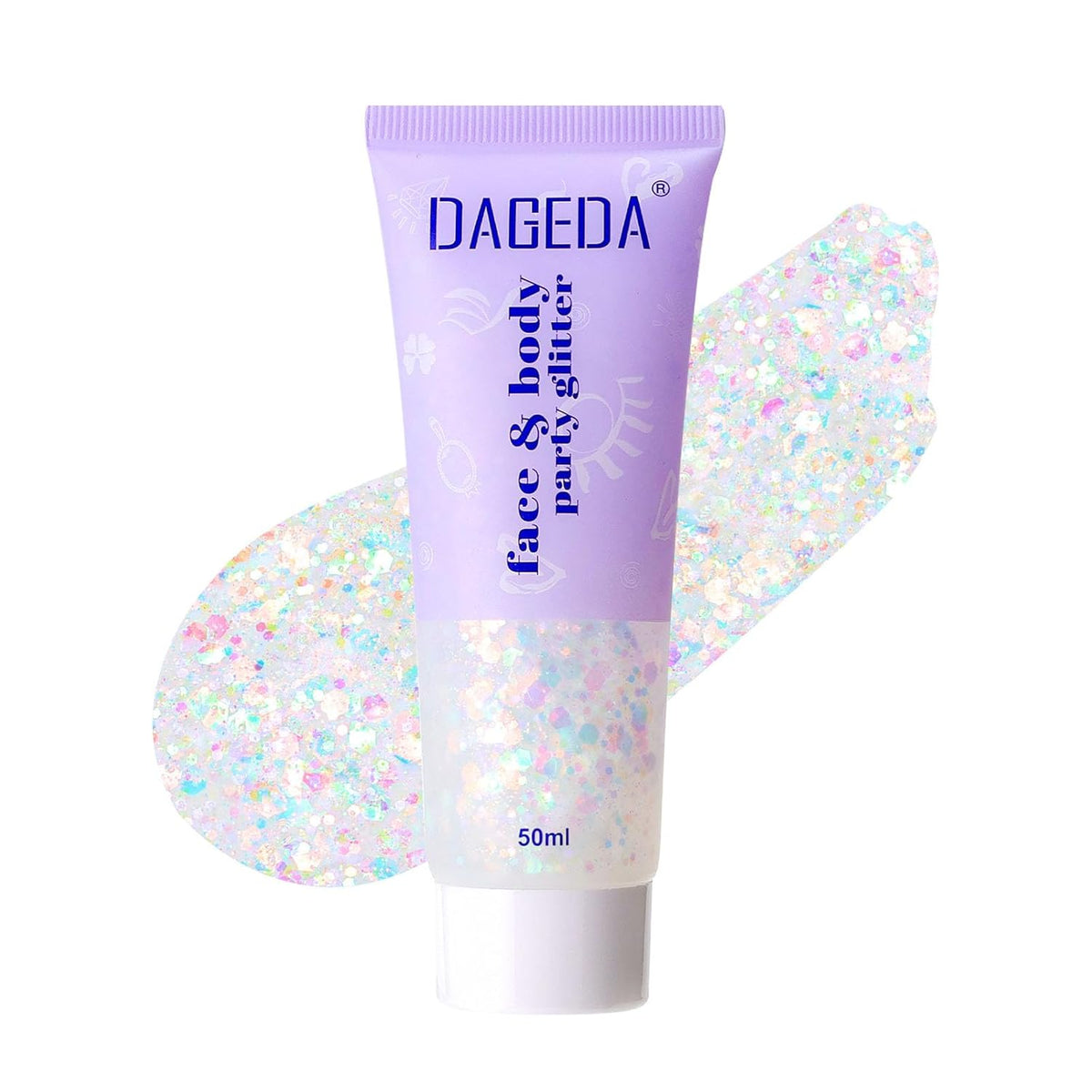 DAGEDA Rainbow Color Body Glitter Gel, Holographic Face Glitter Body Gel Rave Party Accessories