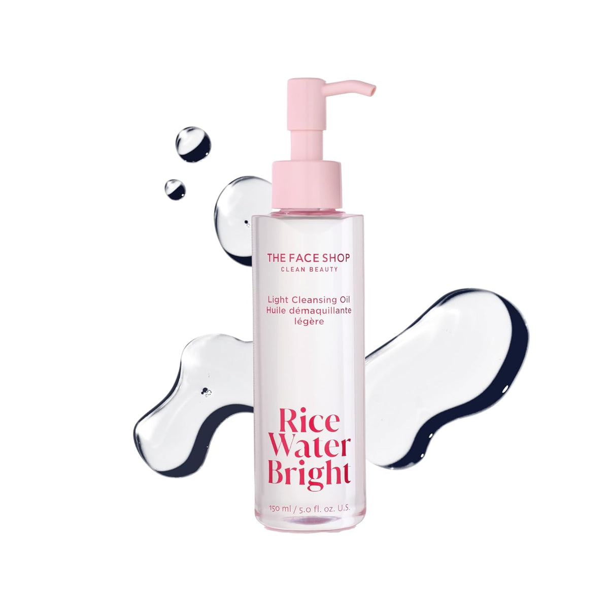 The Face Shop Rice Water Bright Light Facial Cleansing Oil, Daily Makeup Remover, Oil Cleanser