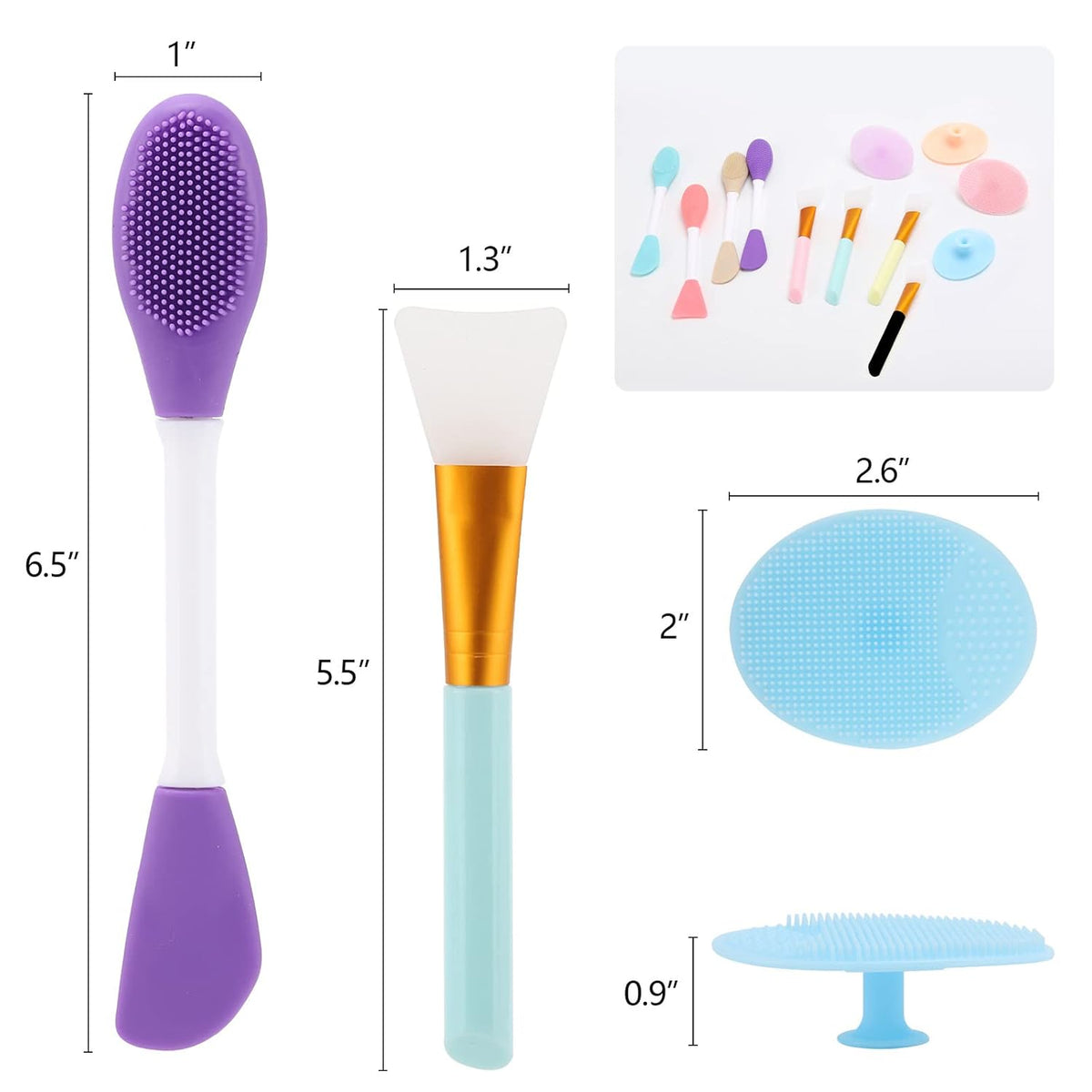 Silicone Facial Mask Applicator - 4 Pcs Face Scrubber, 2 in 1 Face Mask Brush, Lip Exfoliator