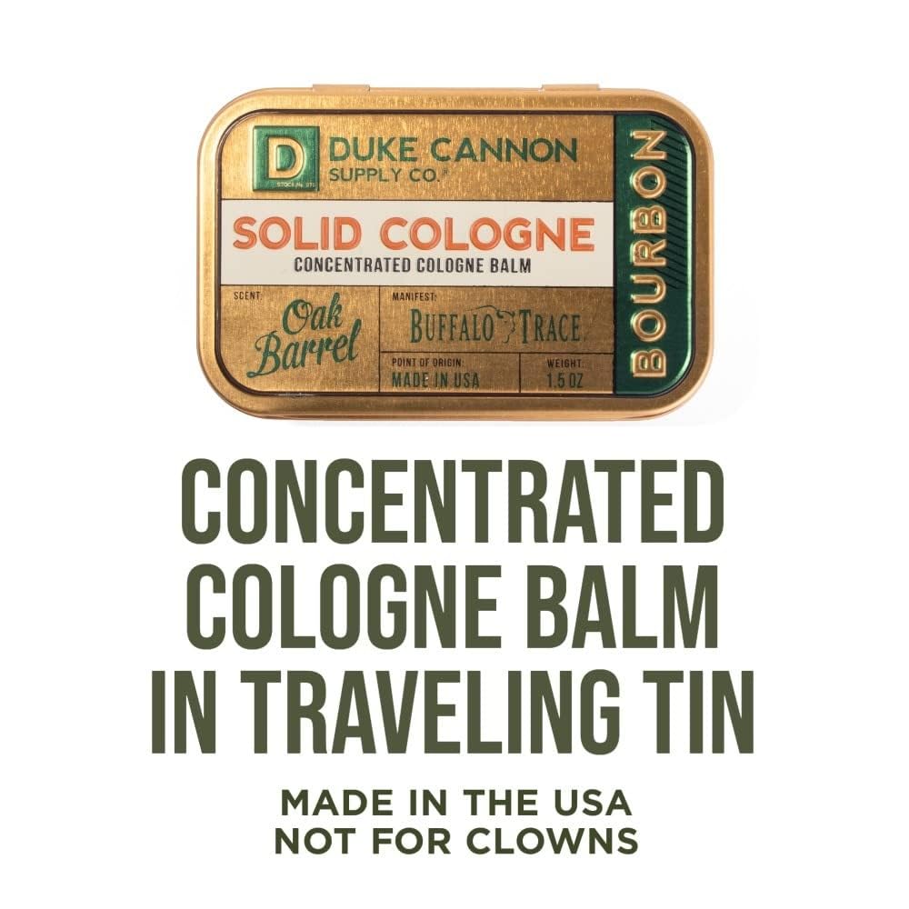 Duke Cannon Supply Co. Solid Cologne for Men Bourbon (Woodsy, Charred Oak Barrel Scent)