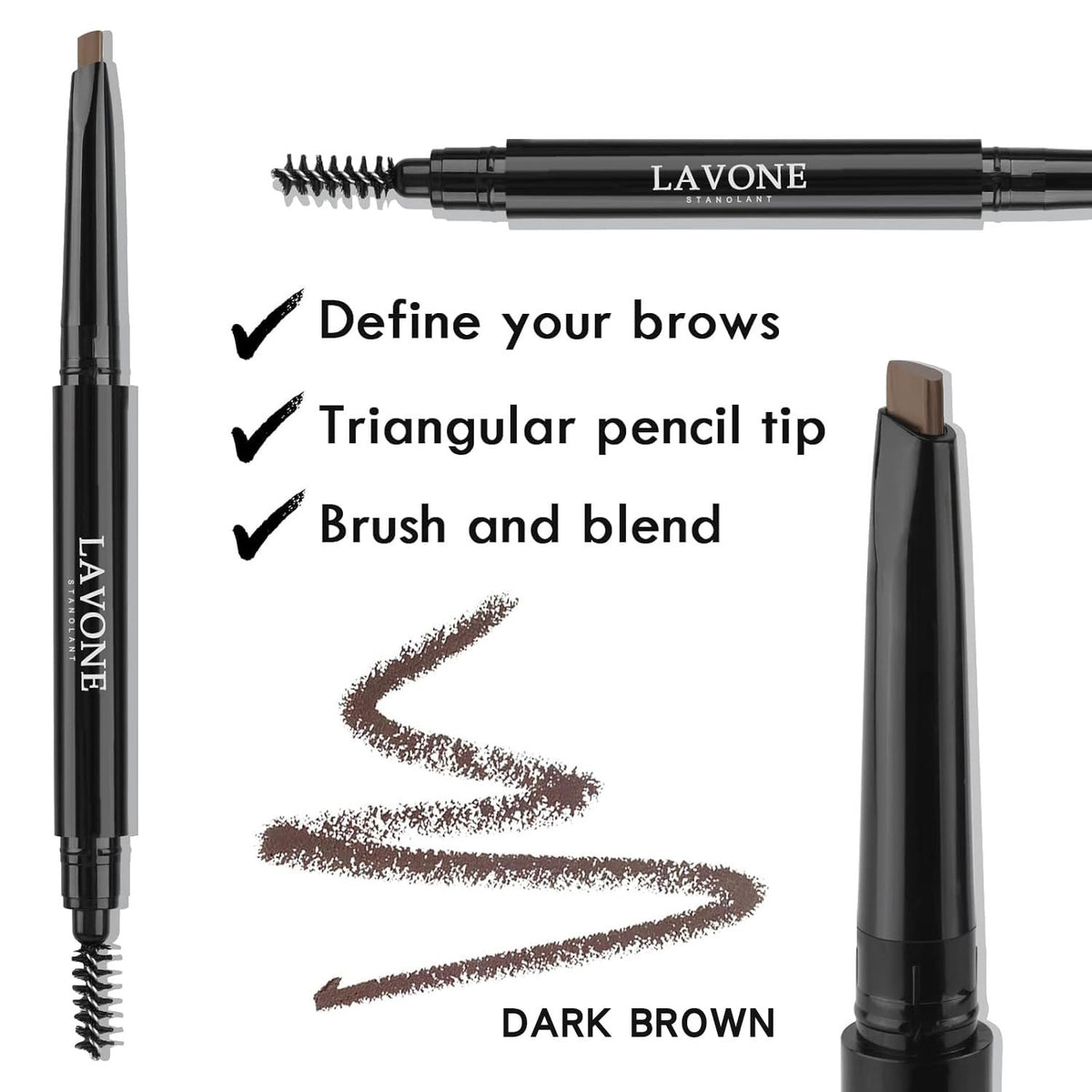 LAVONE Eyebrow Stamp Pencil Kit for Eyebrows, Makeup Brow Stamp Trio Kit with Waterproof Eyebrow