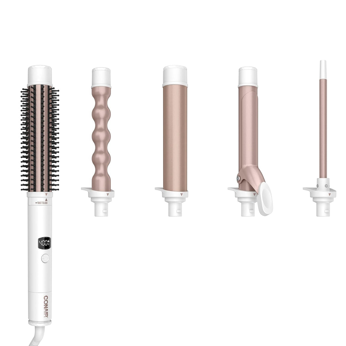 Conair Double Ceramic Multi-Attachment Hair Styler, 5-in-1 Curling Wand Set to Create Curls, Waves