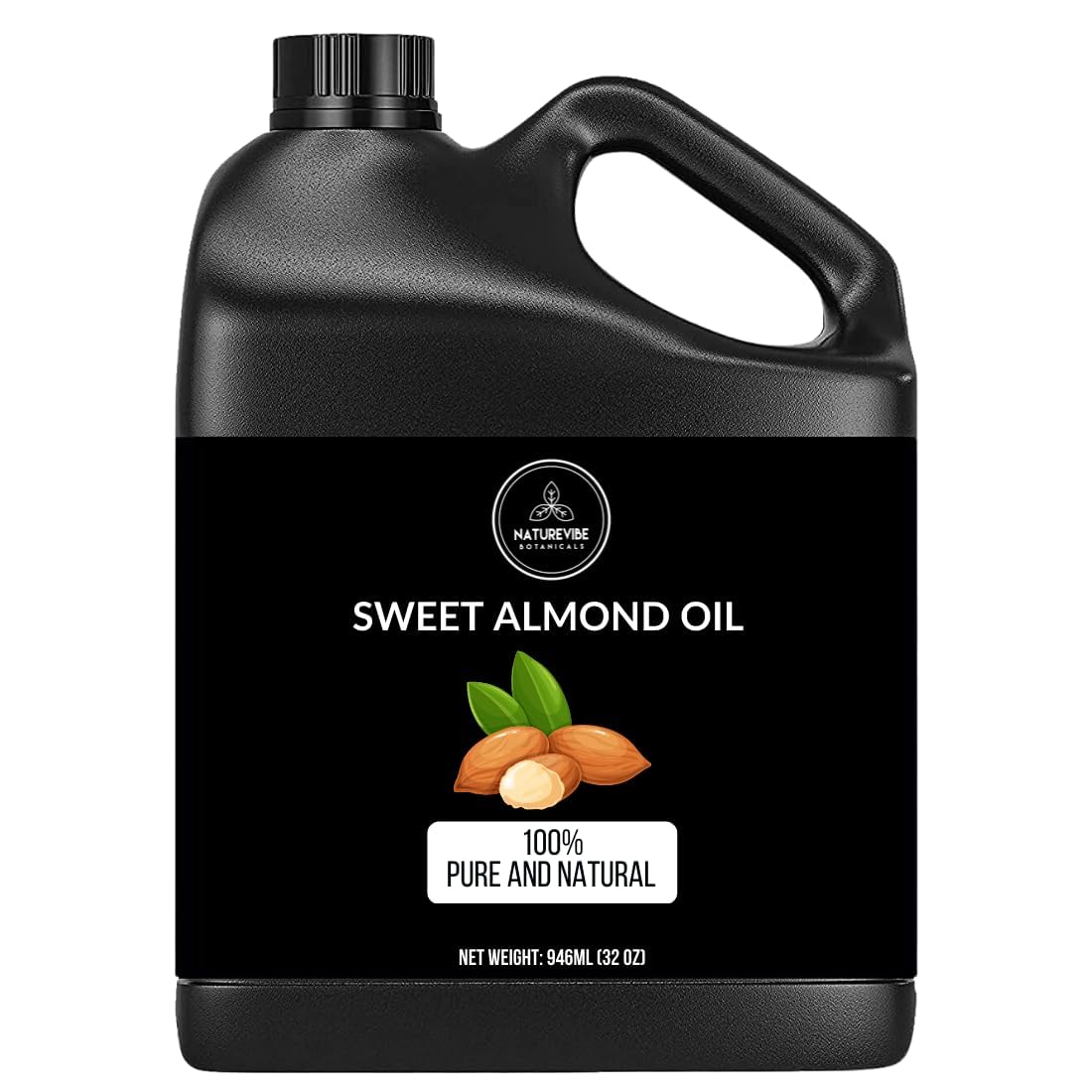 Naturevibe Botanicals Sweet Almond Oil 32 Ounces | 100% Pure and Natural Unrefined Cold Pressed