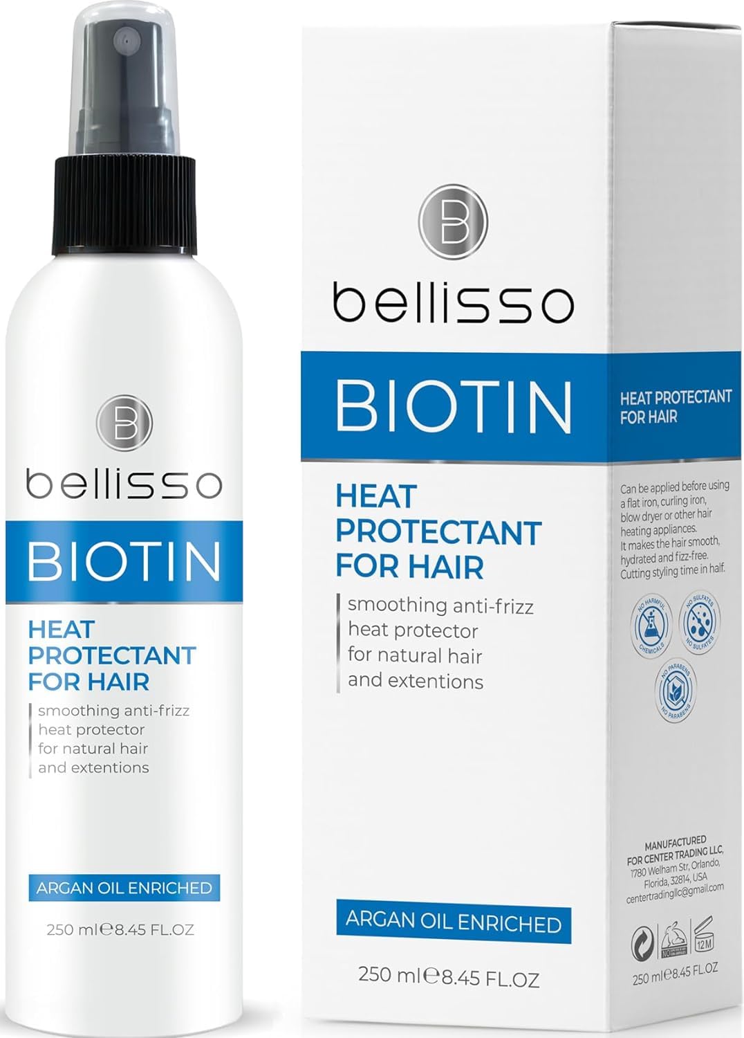 Biotin Heat Protection Hair Spray with Moroccan Argan Oil - Thermal Resistant Styling Products for