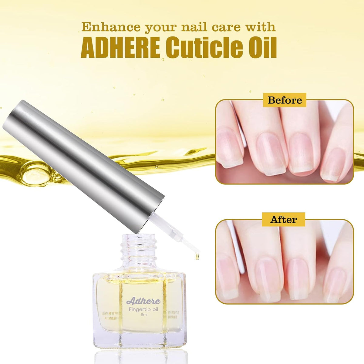 ADHERE Cuticle Oil for Nails Professional Nail Oil 8ML, Jojoba Nail Cuticle Oil Contains Vitamins