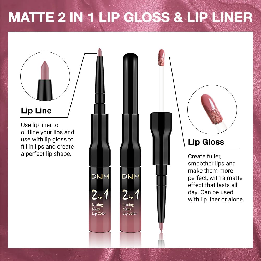 evpct 1Pcs Mauve Pink Matte Lip Liner and Liquid Lipstick Stain Makeup Set for Women, Light Mauve