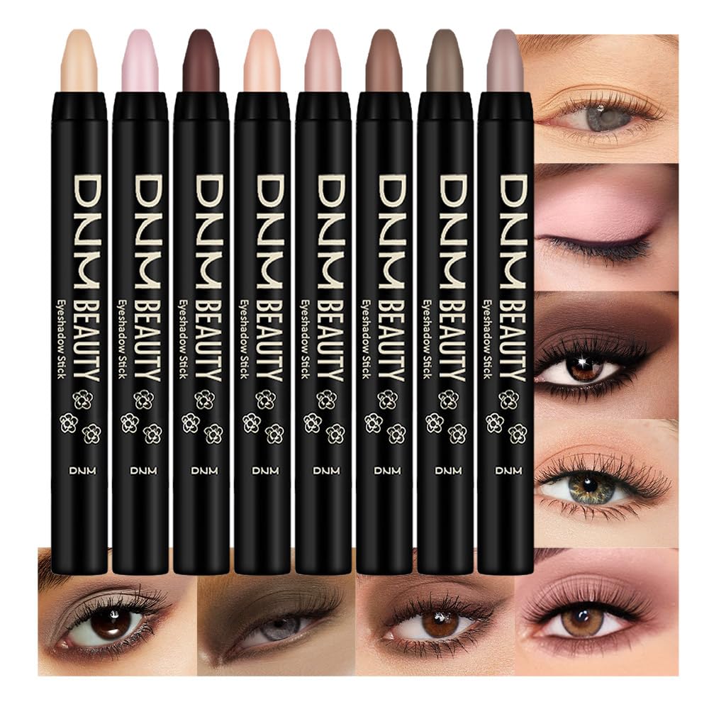 Kaely 8Pcs Cream Eye Shadow Sticks Set, Matte Eyeliner Pencil Eyeshadow Palette Makeup, Eye