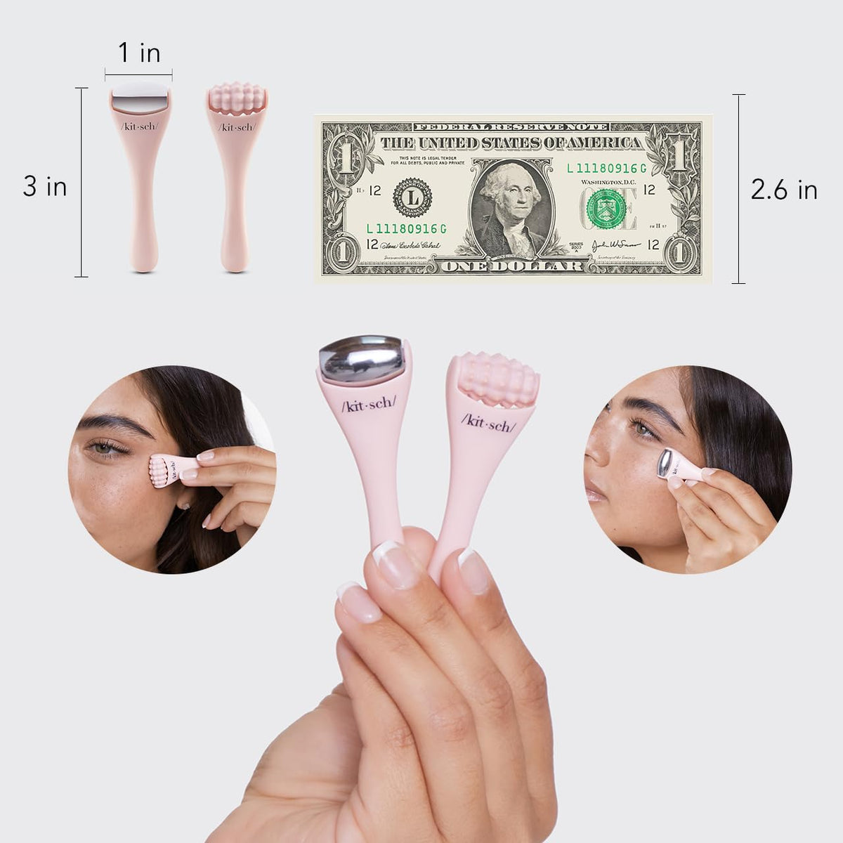 Kitsch Mini Facial Roller & Ice Face Roller Skin Care Tool Set for Women - Face Massager for Puffy