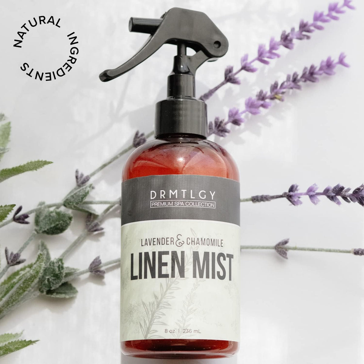 DRMTLGY Natural Lavender Linen Mist and Room Spray. Pure Lavender Essential Oil and Chamomile