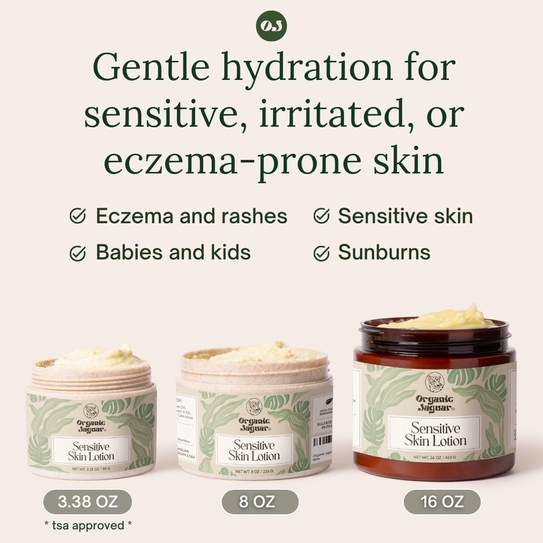 Natural Body Lotion for Sensitive Skin, Scent Free, Sulfate & Paraben Free Body Care, Moisturizer