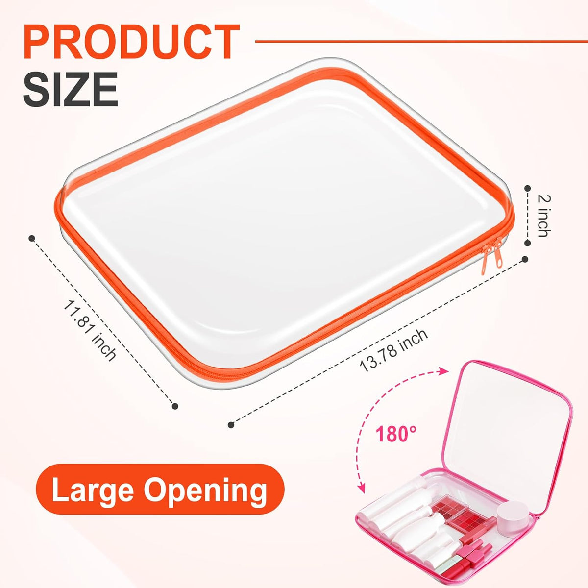 Hoolerry 4 Pcs Hard Clear Zipper Case Makeup Bags Plastic Pencil Pouch Transparent Storage Box