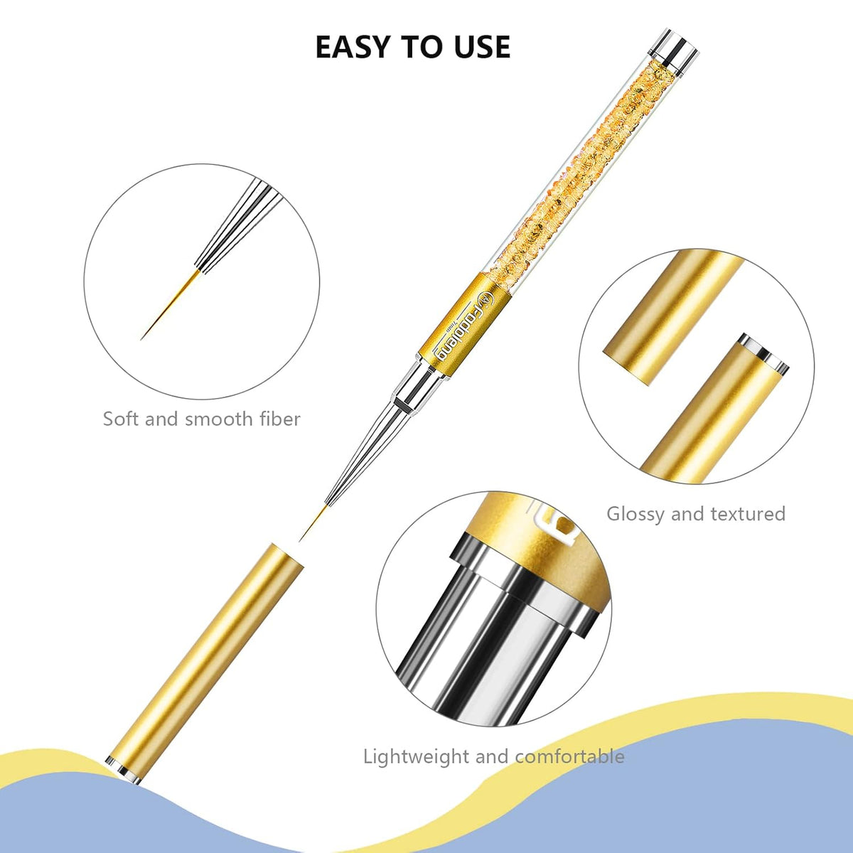 Nail Art Brushes, 7Pcs Nail Design Brushes for Salon at Home DIY Manicure with Nail Liner Brush and