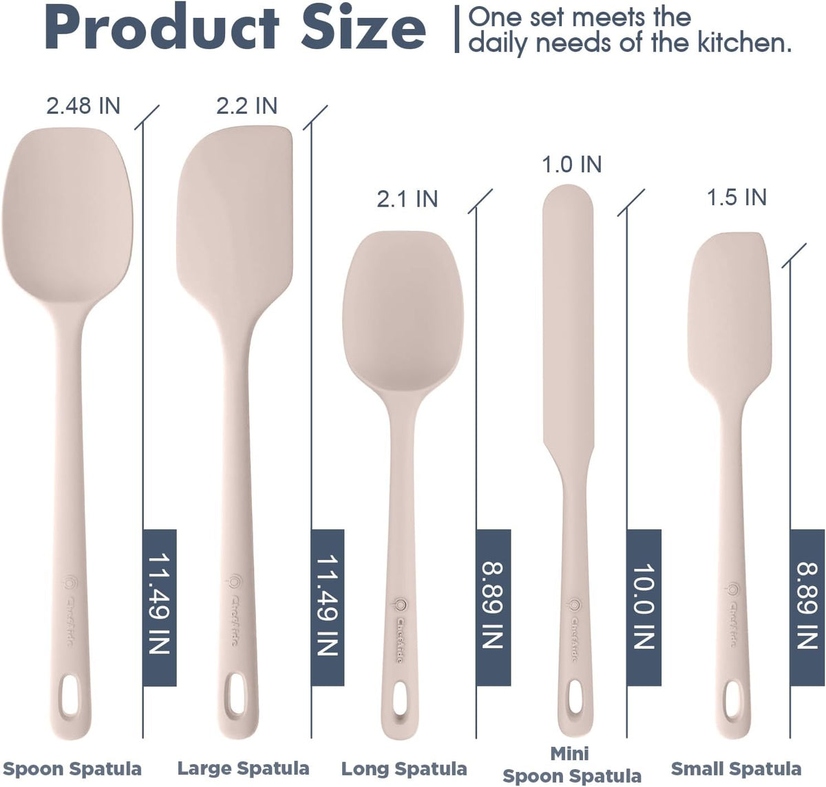 5 Pieces Silicone Spatula Set, Food Grade Rubber Spatula, Upgrade Strong Handle with Ergonomic
