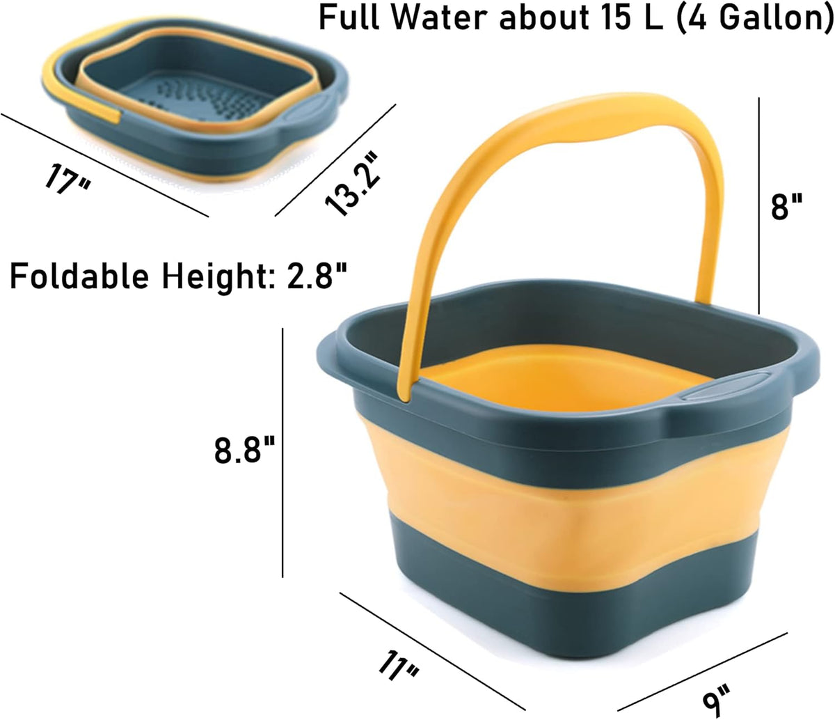 Collapsible Foot Bath Basin Tub for Soaking Feet, Plastic Foldable Foot Spa Bucket Tools with