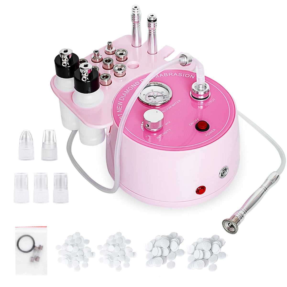Diamond Microdermabrasion Machine Professional Plus, 3 in 1 Pink Diamond Dermabrasion Facial Beauty