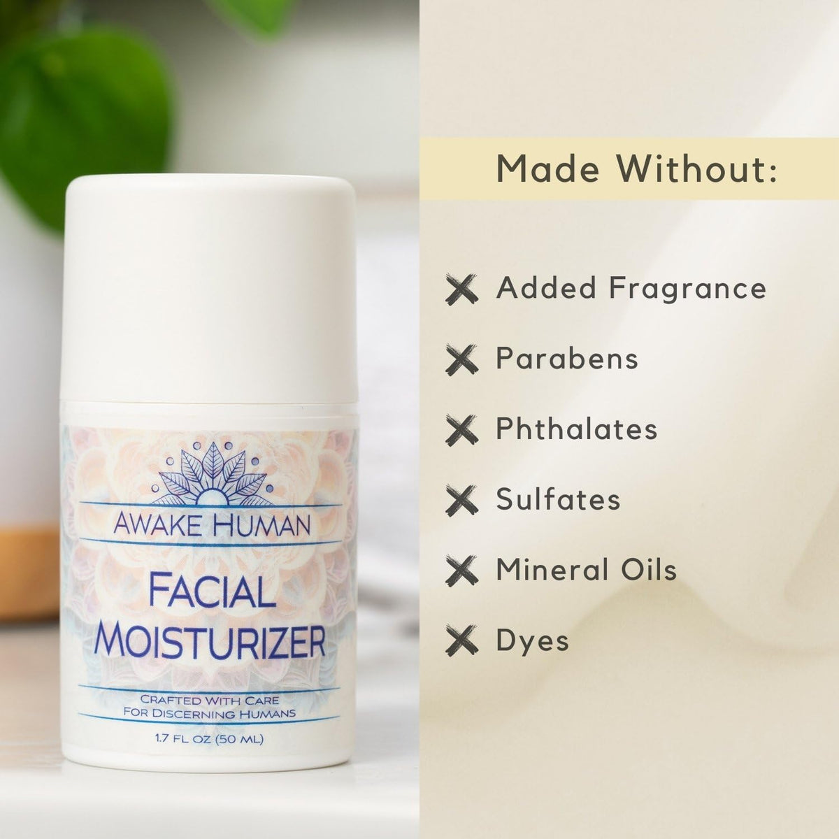 Natural Face Moisturizer for Dry Sensitive Skin - Organic Natural Face Cream - Facial Aloe & Green