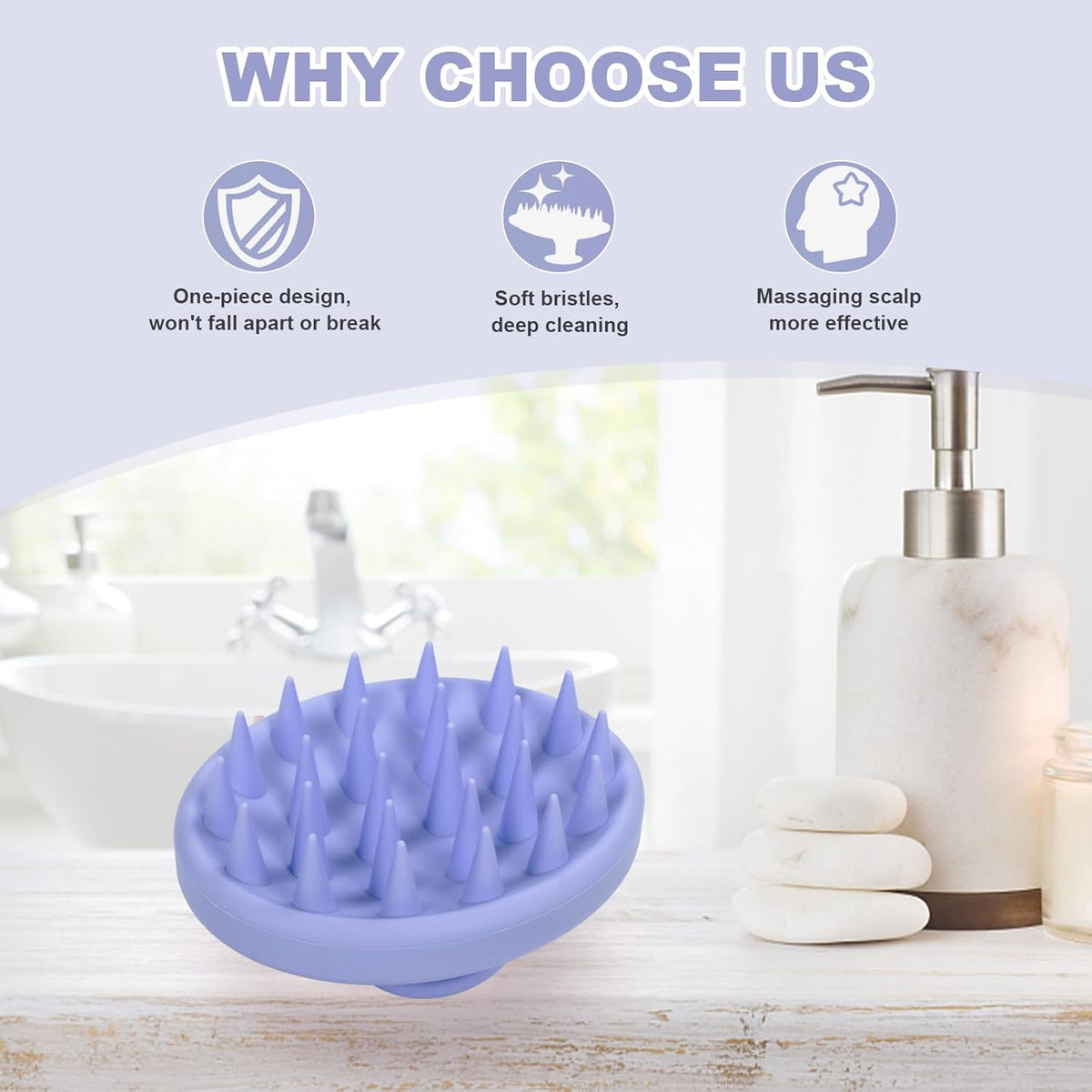 Silicone Scalp Massager, Scalp Scrubber for Hair Growth with Soft Bristles, Scalp Exfoliator Brush