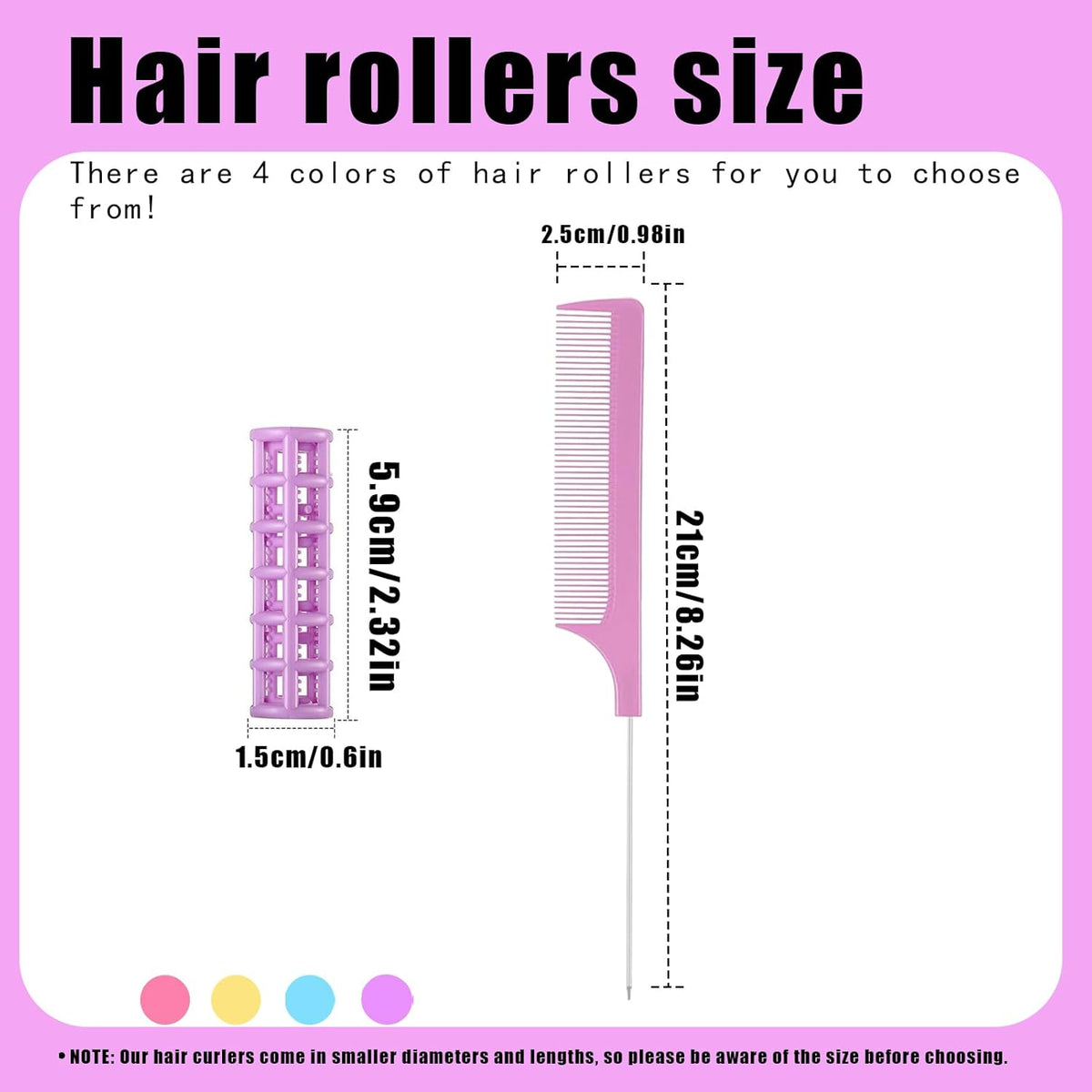 28PCS Self Grip Small Hair Rollers Set, 0.6in Plastic No Heat Roller Hair Curlers with Comb