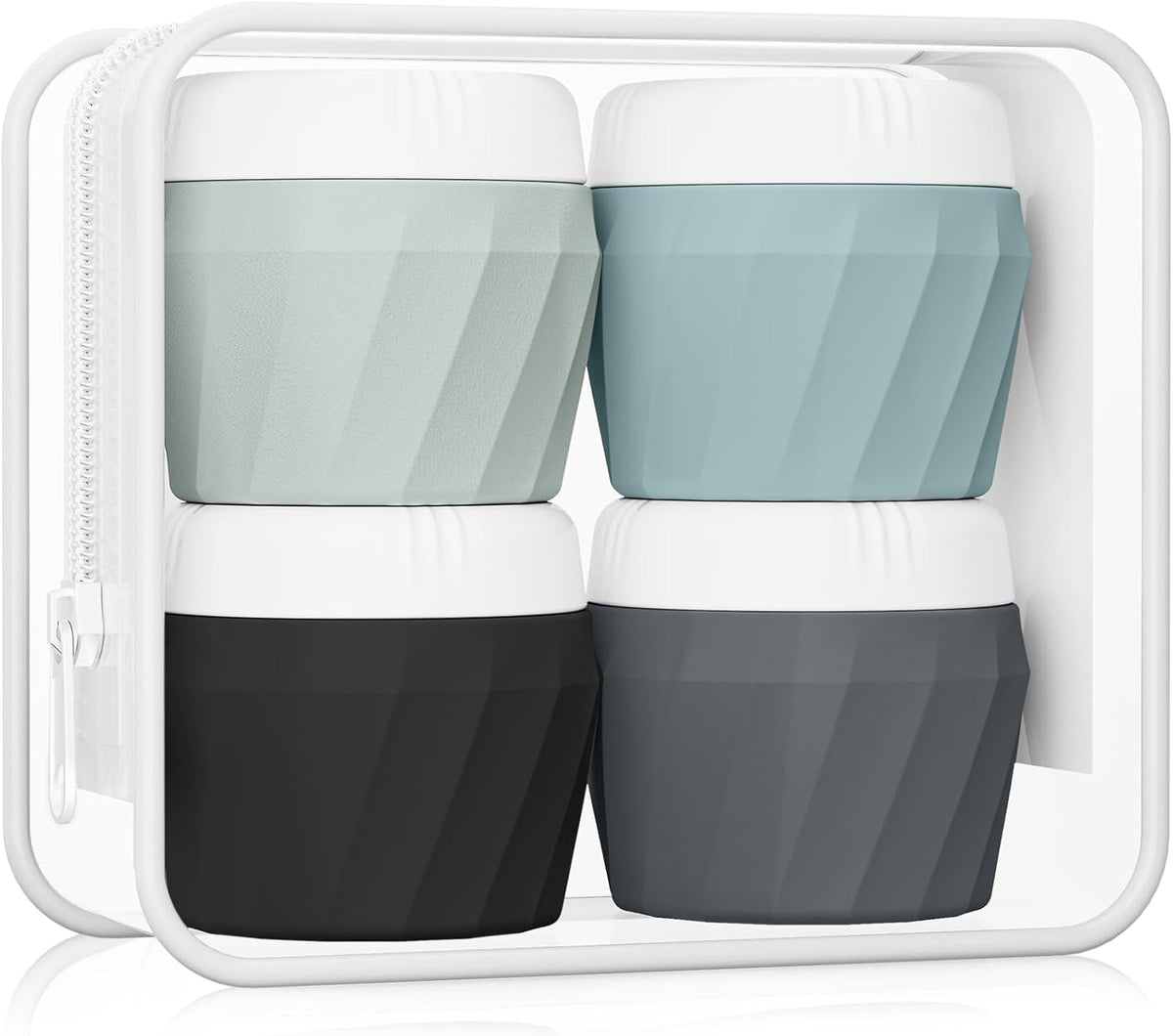 Travel Containers for Toiletries, Premium Cosmetic Silicone Cream Jars, TSA Approved Leak-Proof