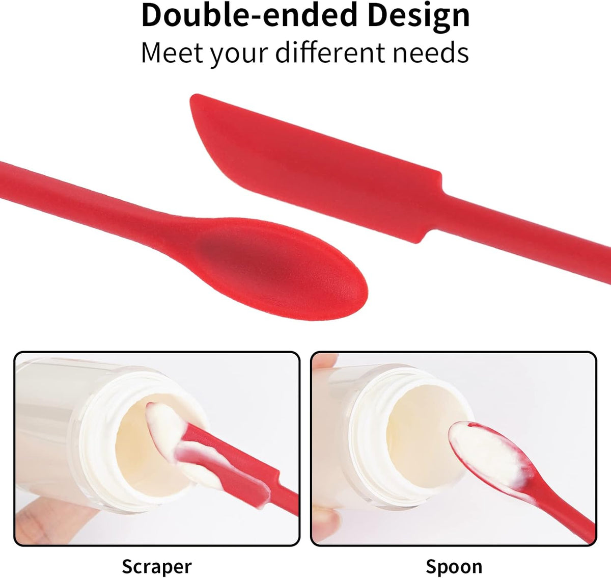 Mini Spatula Silicone Spatula Set - Cuttte 2pcs Small Makeup Scrapers for Cosmetics, Reusable
