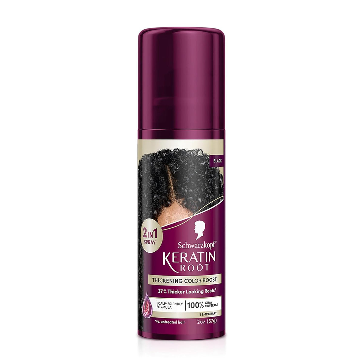Schwarzkopf Keratin Color Root Temporary Hair Color Spray, Black - Salon Inspired Temporary Hair