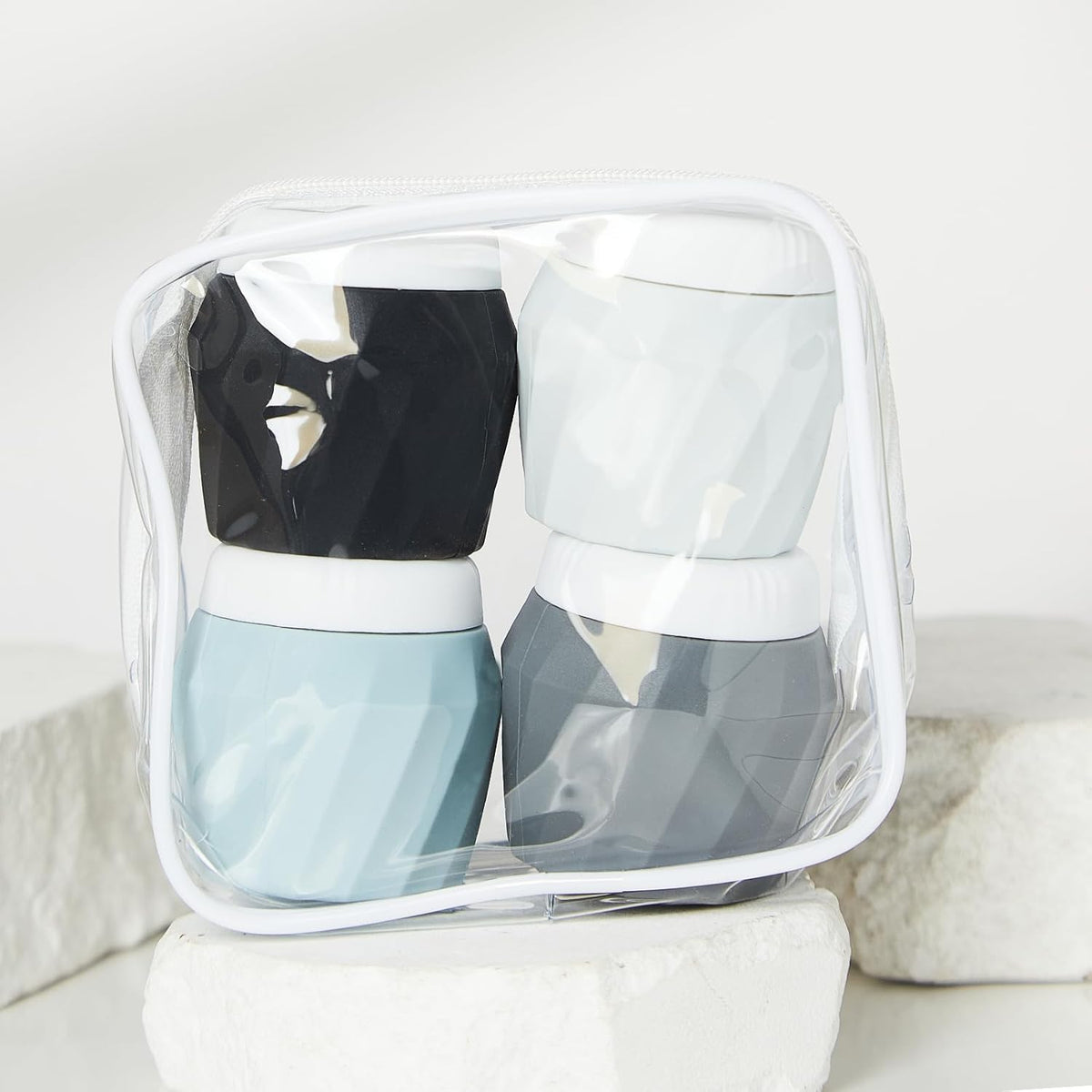 Travel Containers for Toiletries, Premium Silicone Cosmetic Cream Jars, TSA Approved Leak-Proof