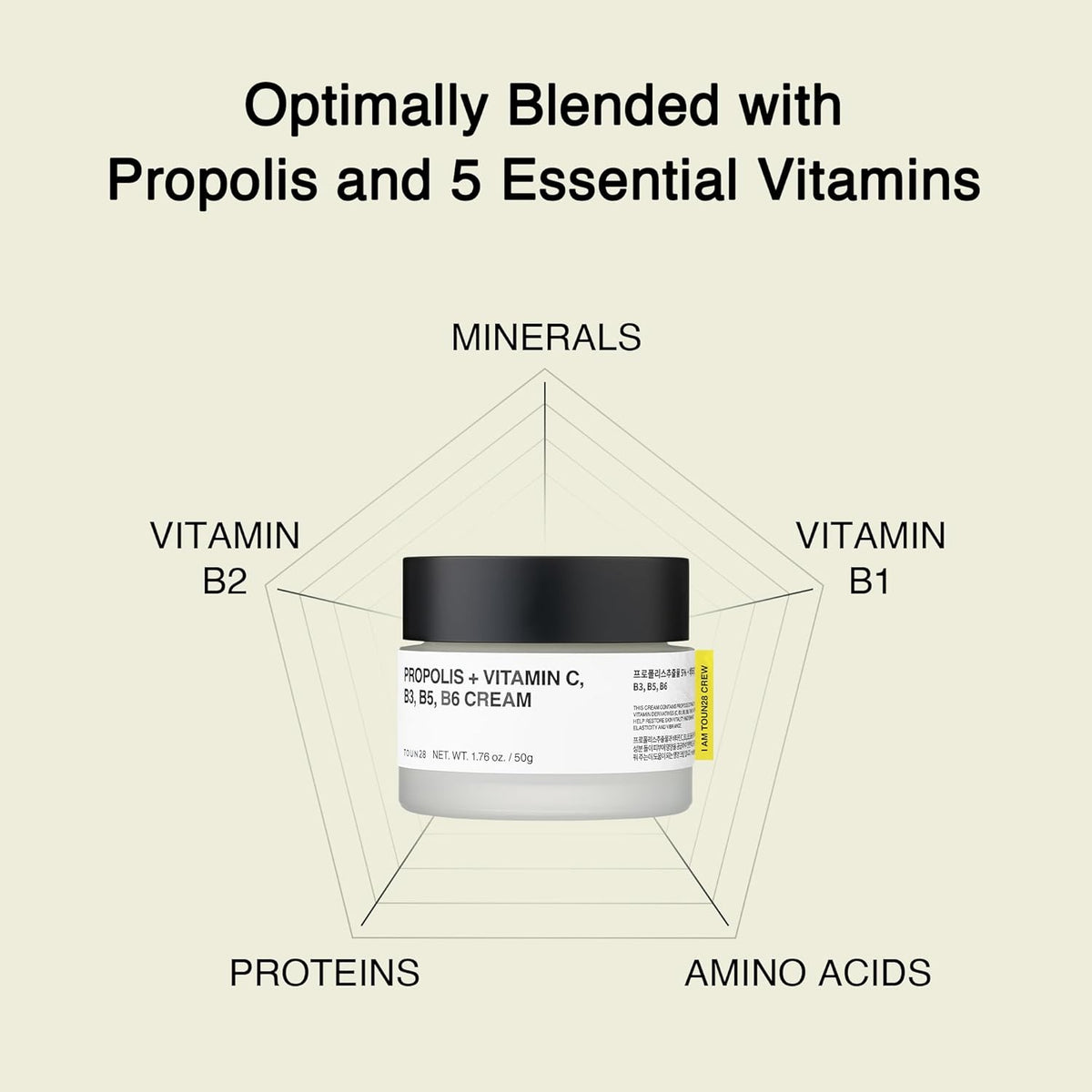 TOUN28 Propolis Vitamin C & B Complex Cream 1.76 oz (50g) | Moisturize, Nourish & Strengthen Skin