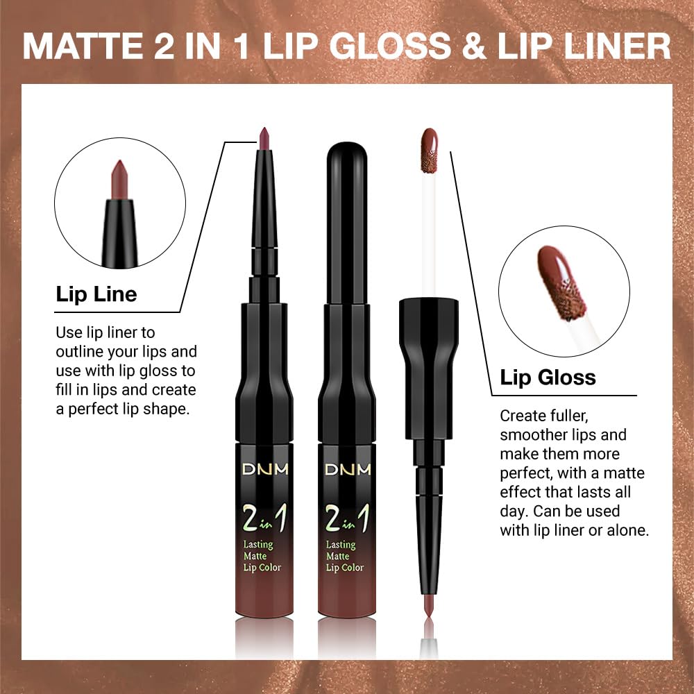evpct 1Pcs Nuetral Nude Matte Lip Liner & Liquid Lipstick Stain Makeup Set for Women, Nude Lip