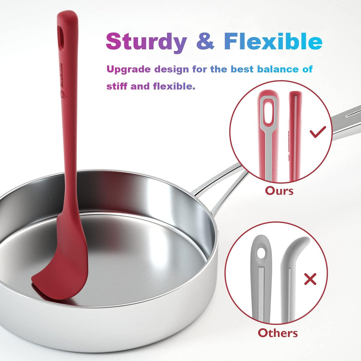 4 Pieces Silicone Spatula Set, Food Grade Rubber Spatula, Upgrade Strong Handle with Ergonomic