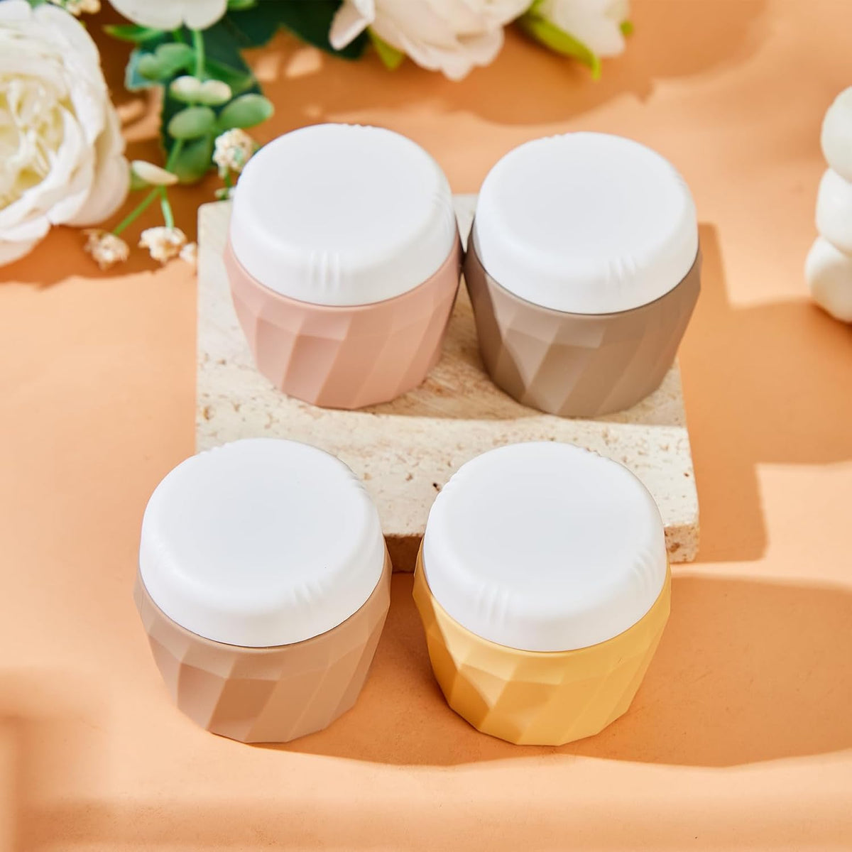 Travel Containers for Toiletries, Premium Silicone Cosmetic Cream Jars, TSA Approved Leak-Proof