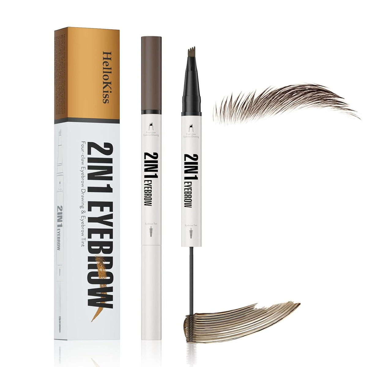 4-Fork Tip Microblading Eyebrow Pen - 2-in-1 Waterproof Eyebrow Pencil, Long-Lasting Natural