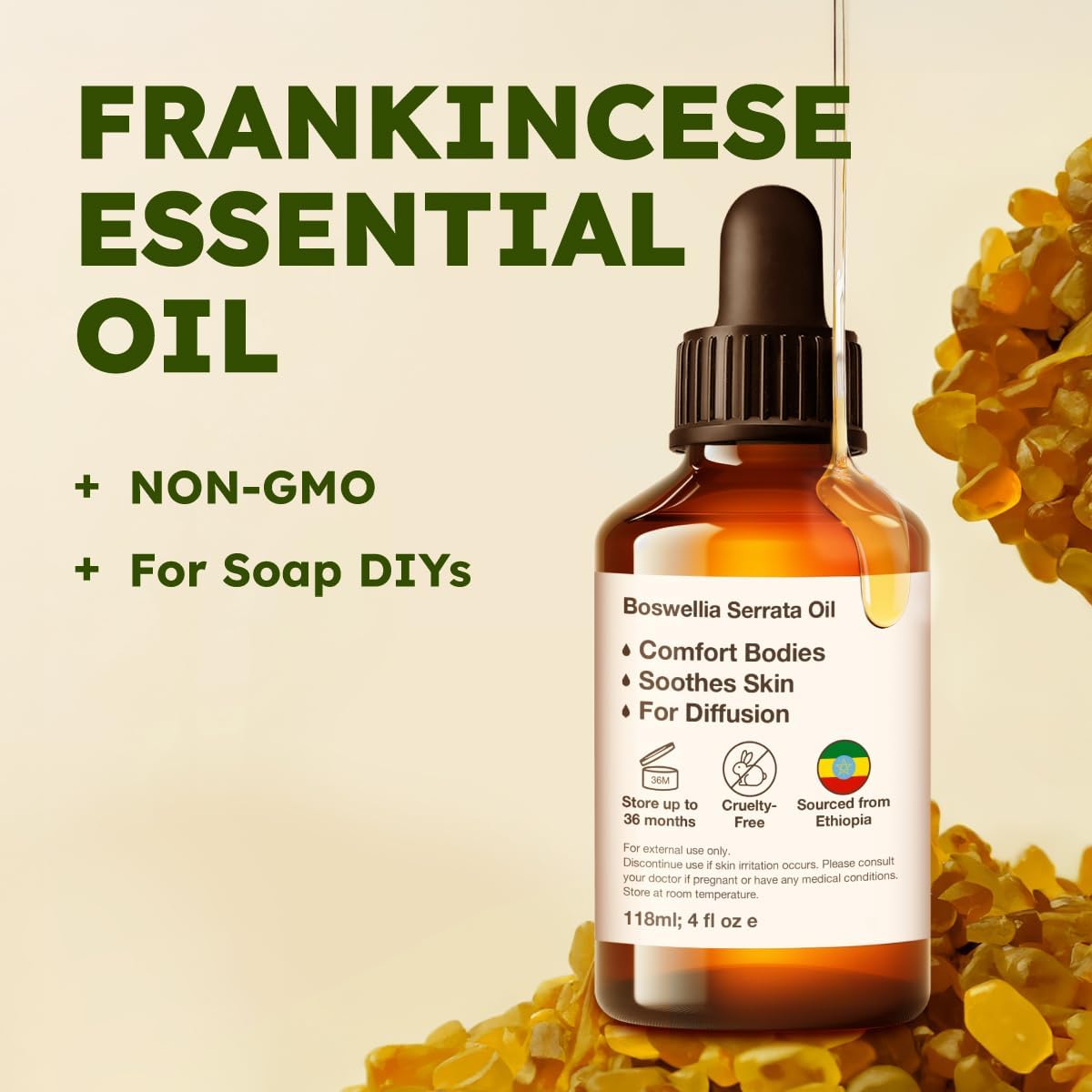 Kukka Frankincense Essential Oil for Face & Skin - 4 Fl Oz - Frankincense Oil Made from Ethiopia