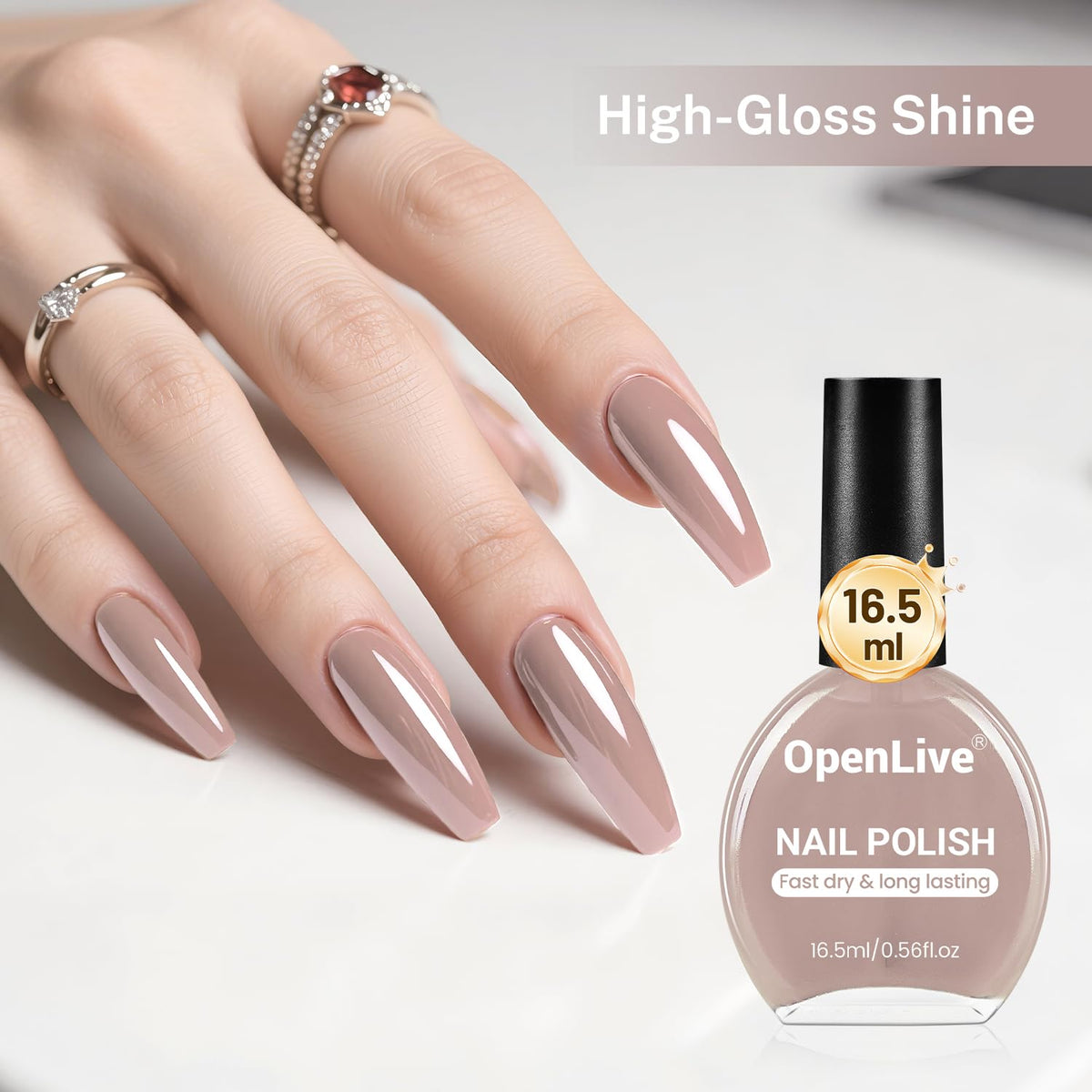 16.5ml Light Brown Nail Polish Large Volume Quick Dry Nail Polish, Long Lasting Shine, Fingernail
