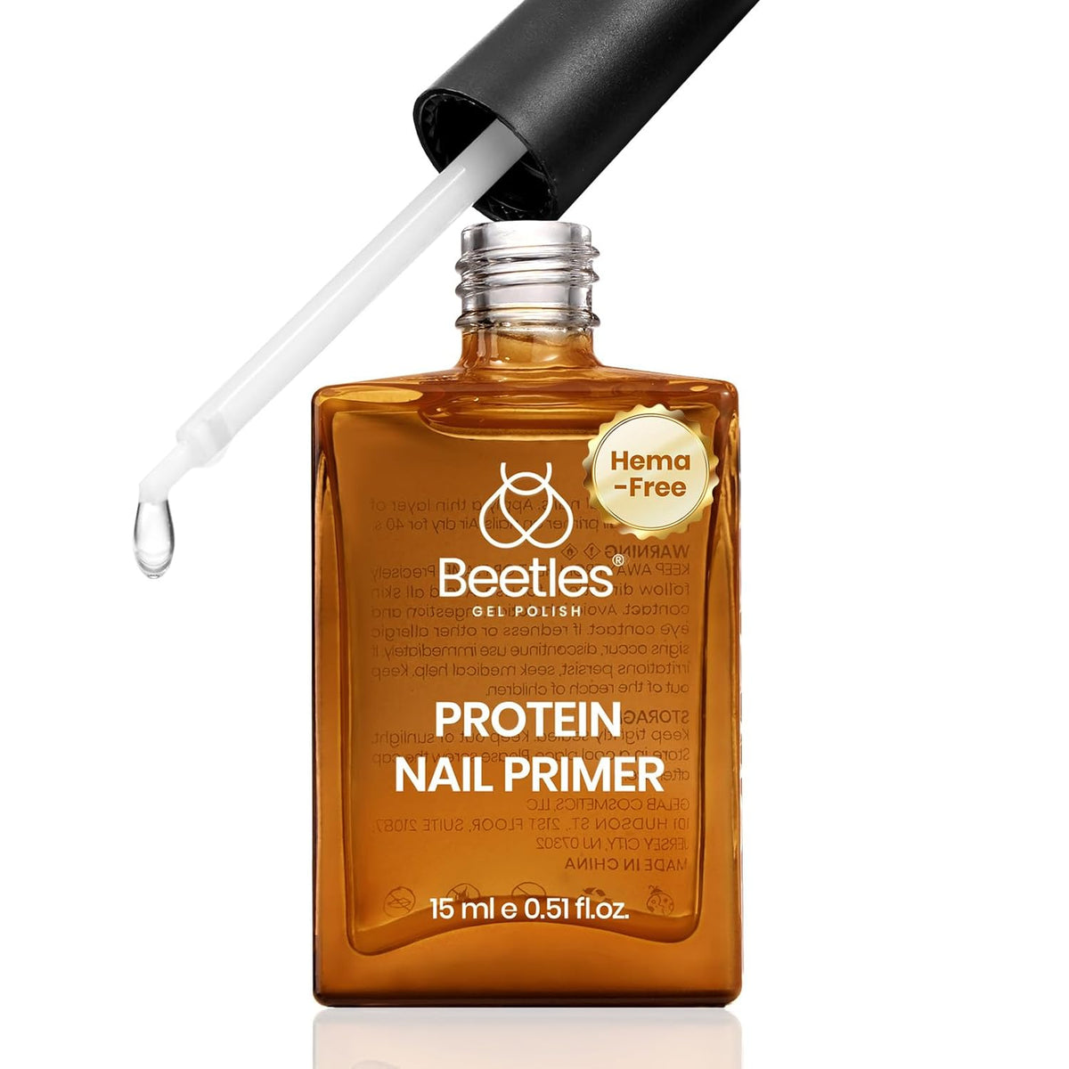 Beetles Nail Primer 15ml Protein Nail Prep for Gel Nail Polish, Upgraded Formula 2 in 1 Nail Bond
