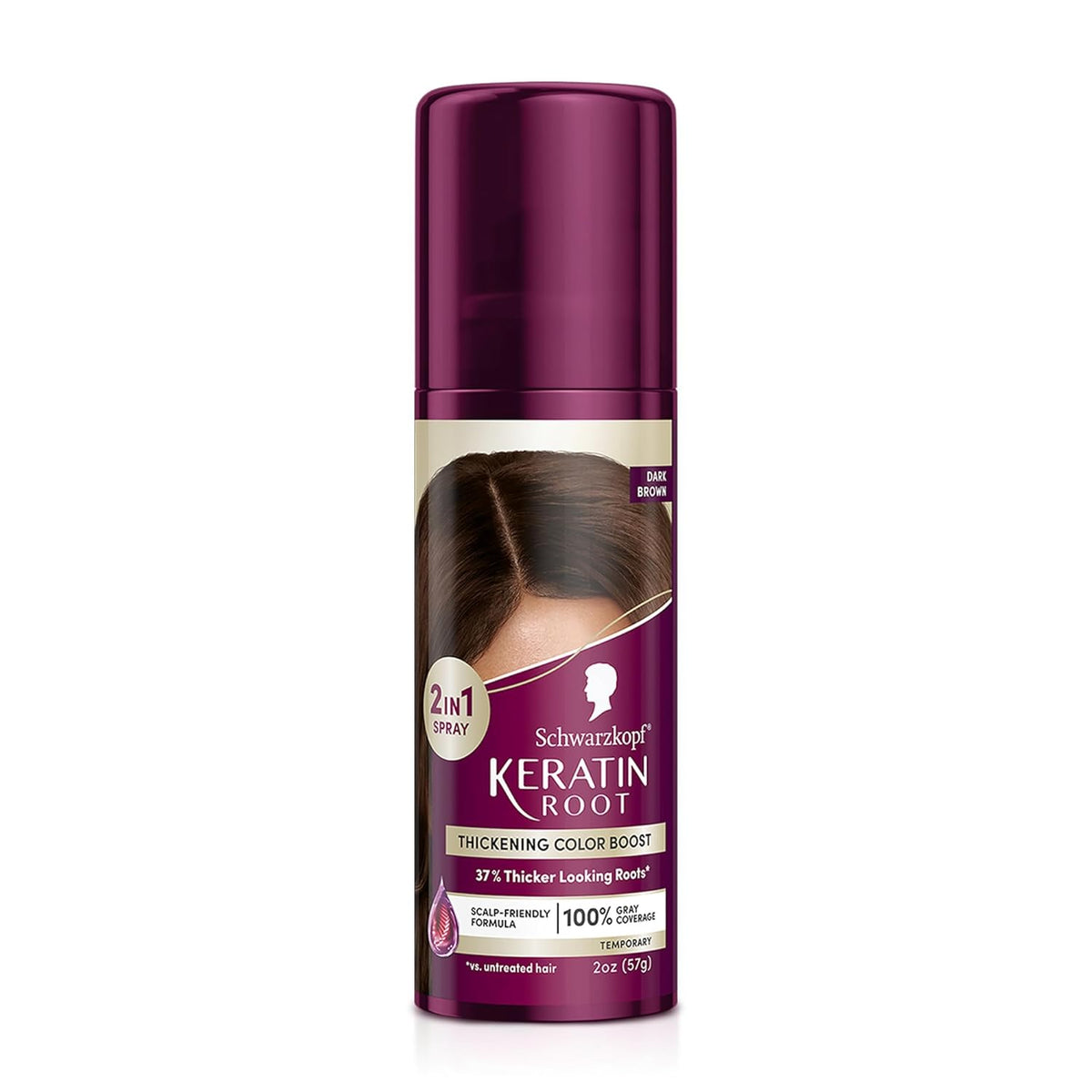Schwarzkopf Keratin Color Root Temporary Hair Color Spray, Dark Brown - Salon Inspired Temporary