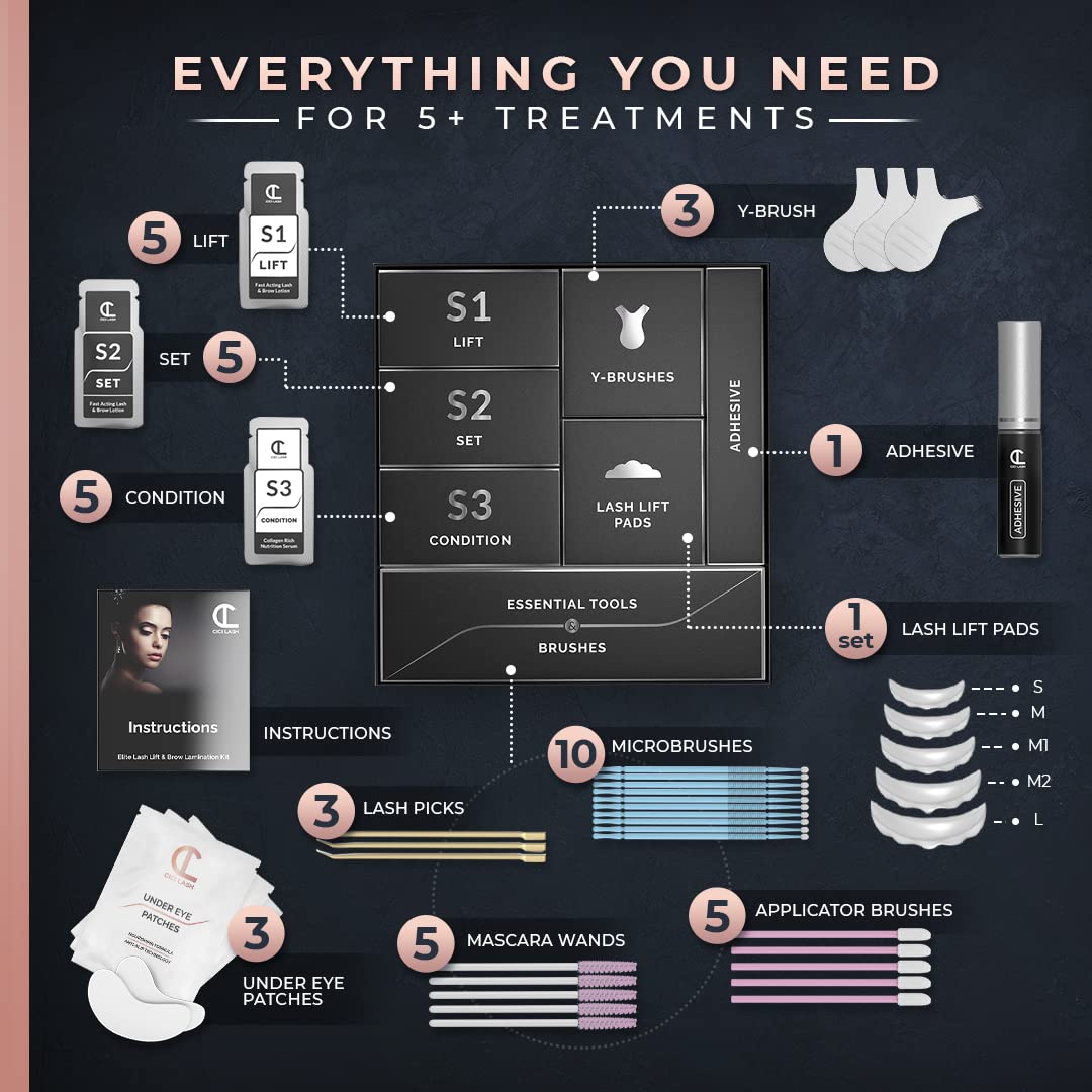 2 in 1 Lash Lift Kit and Brow Lamination Kit | Instant Perming, Lifting & Curling for Eyelashes &