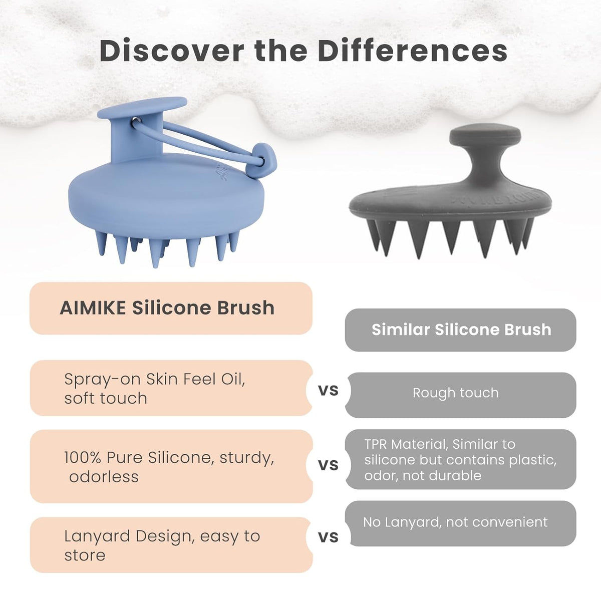 AIMIKE Scalp Massager Shampoo Brush, Soft Silicone Hair Scrubber for Washing Hair, Dandruff Removal