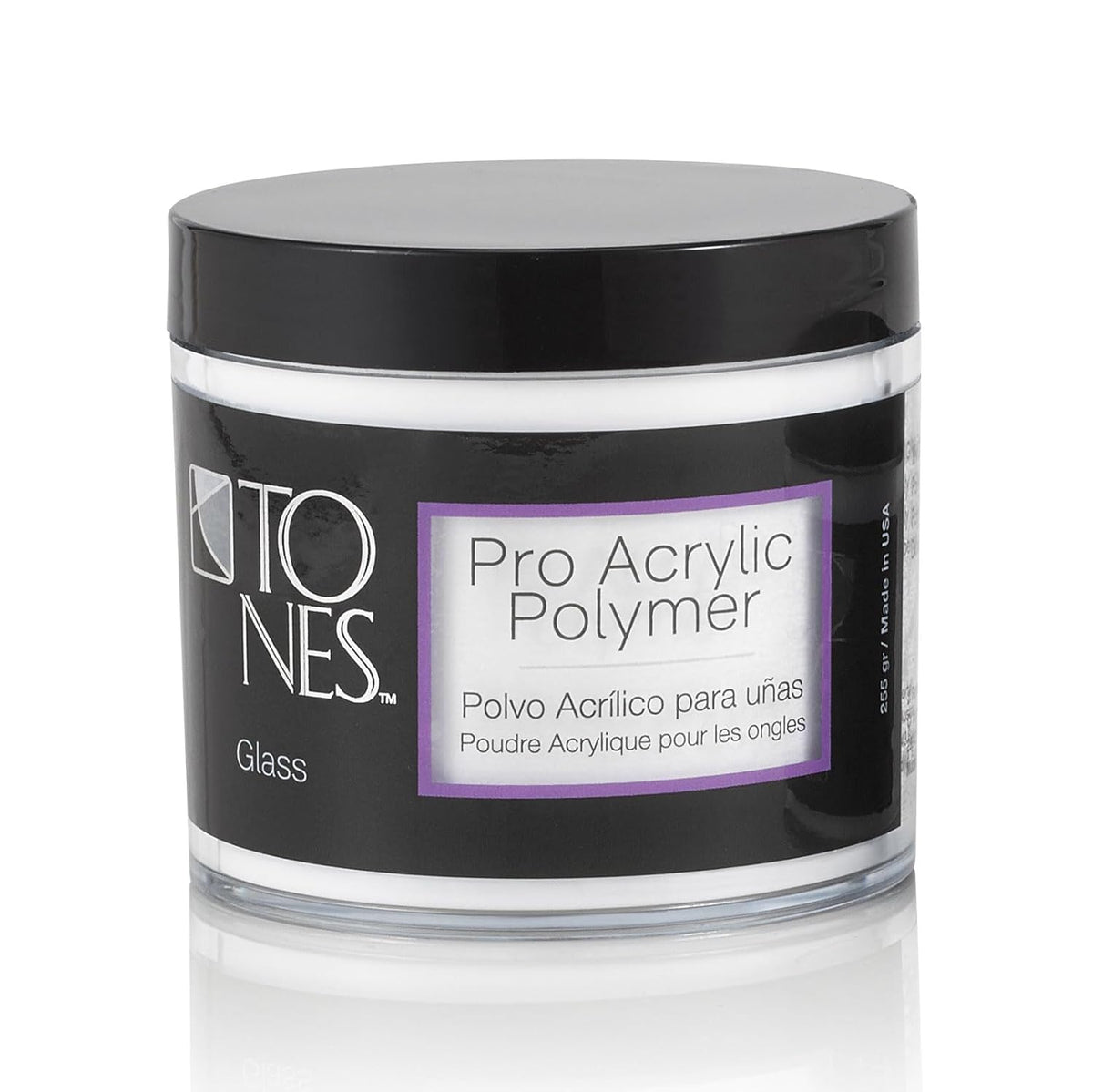 Tones Pro Acrylic Nail Powder, Glass (Clear), (8.5 Fl Oz) - Long-Lasting & Non-Yellowing Polymer
