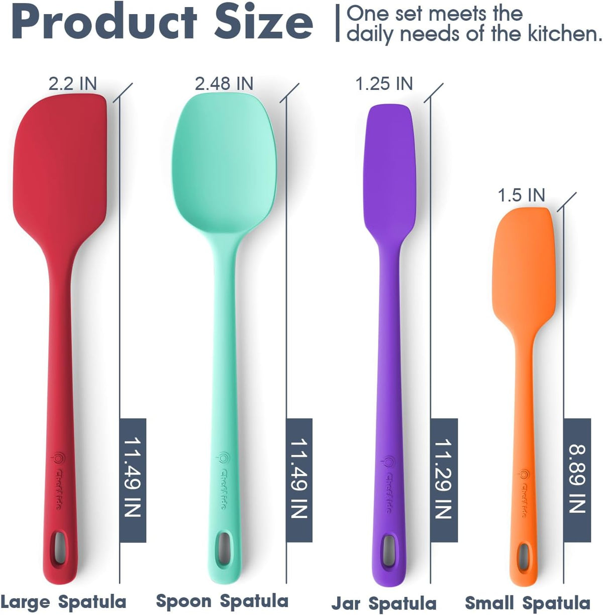 4 Pieces Silicone Spatula Set, Food Grade Rubber Spatula, Upgrade Strong Handle with Ergonomic
