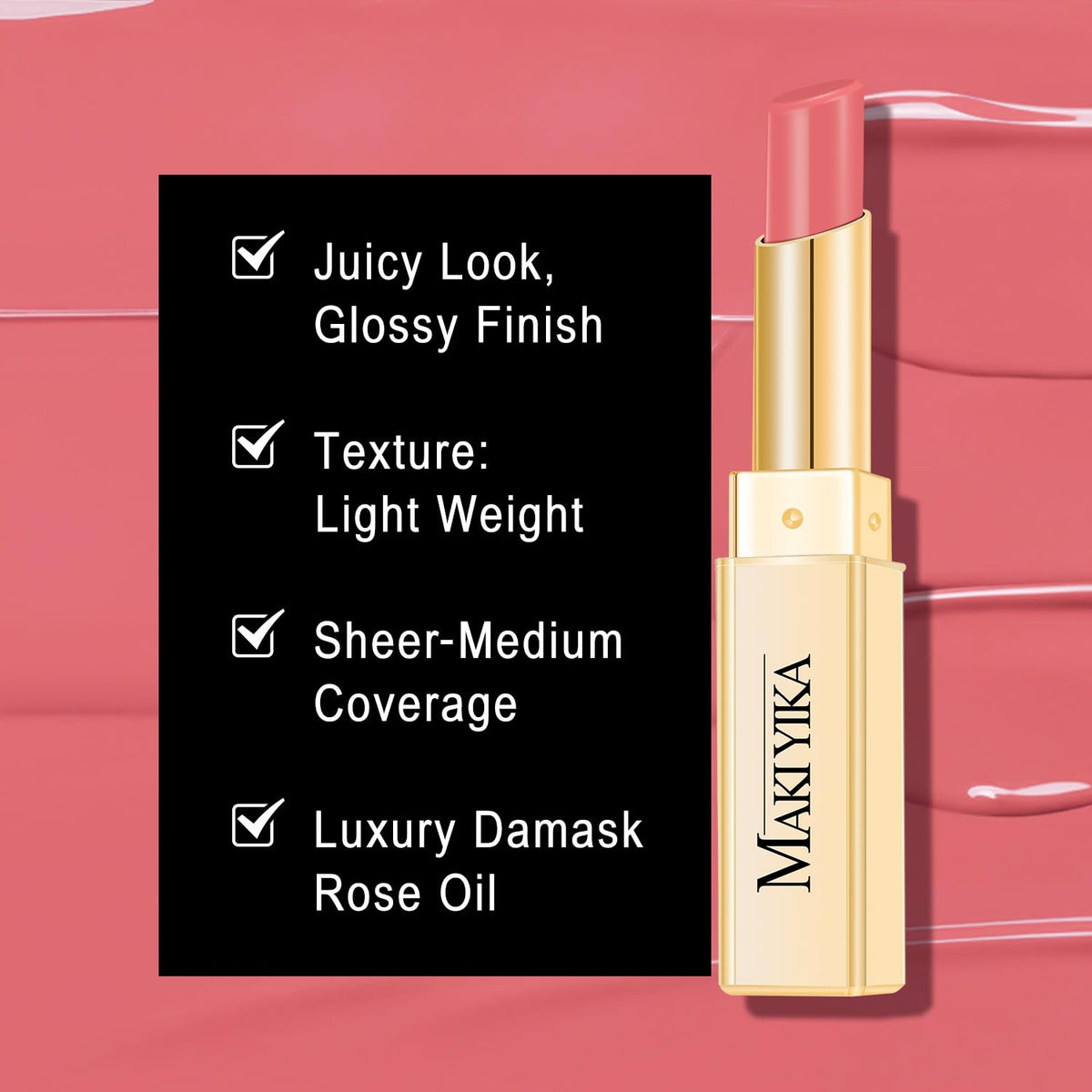 MAKI YIKA Moisture Pink Lipstick for Women Hydrate Lip Balm for Dry Cracked Lips Weightless Glossy