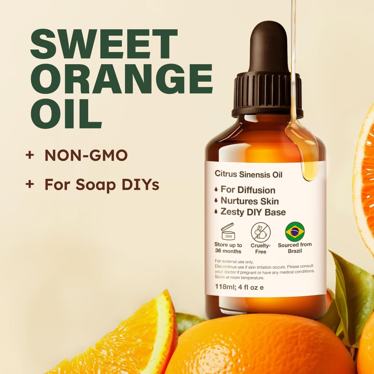 Kukka Orange Essential Oil - 4 Fl Oz - Essential Oil for Diffuser Sweetens Your Environment for